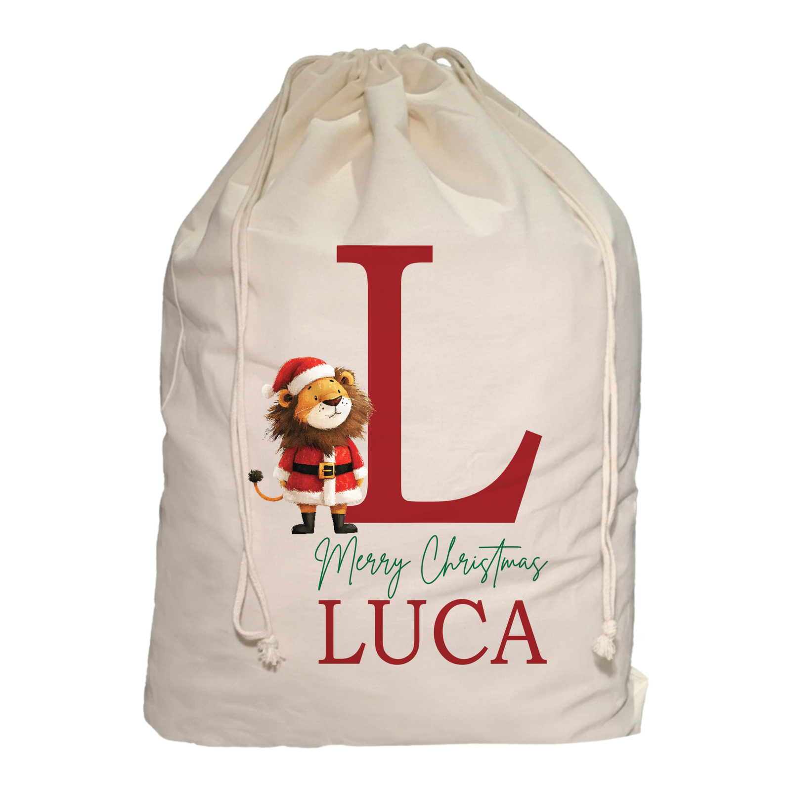 Personalised Santa Sack - Initial and Lion Design