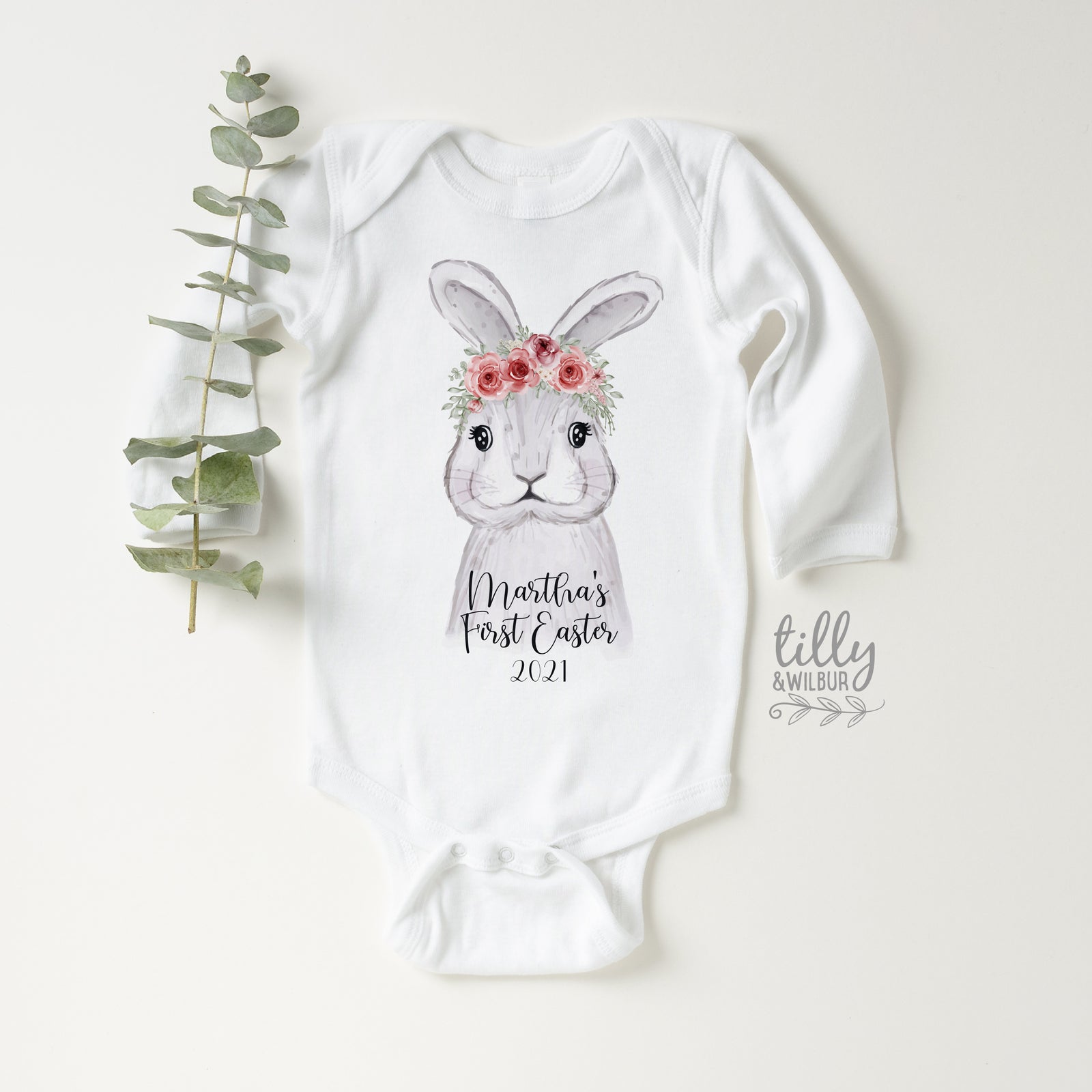 personalised baby girl first easter outfit bunny onesie with name and year australia