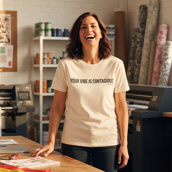 Your Vibe Is Contagious Tee – Statement Slogan T-Shirt