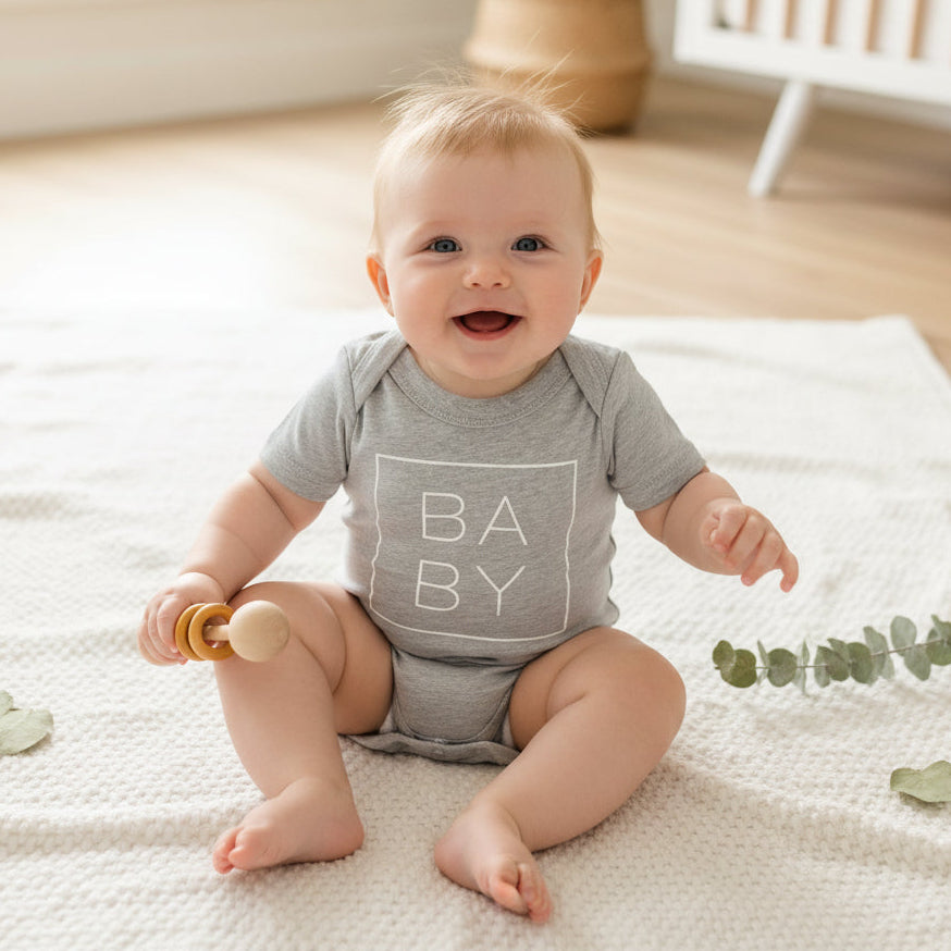 Baby Bodysuit With Minimalist Square Design For Newborns