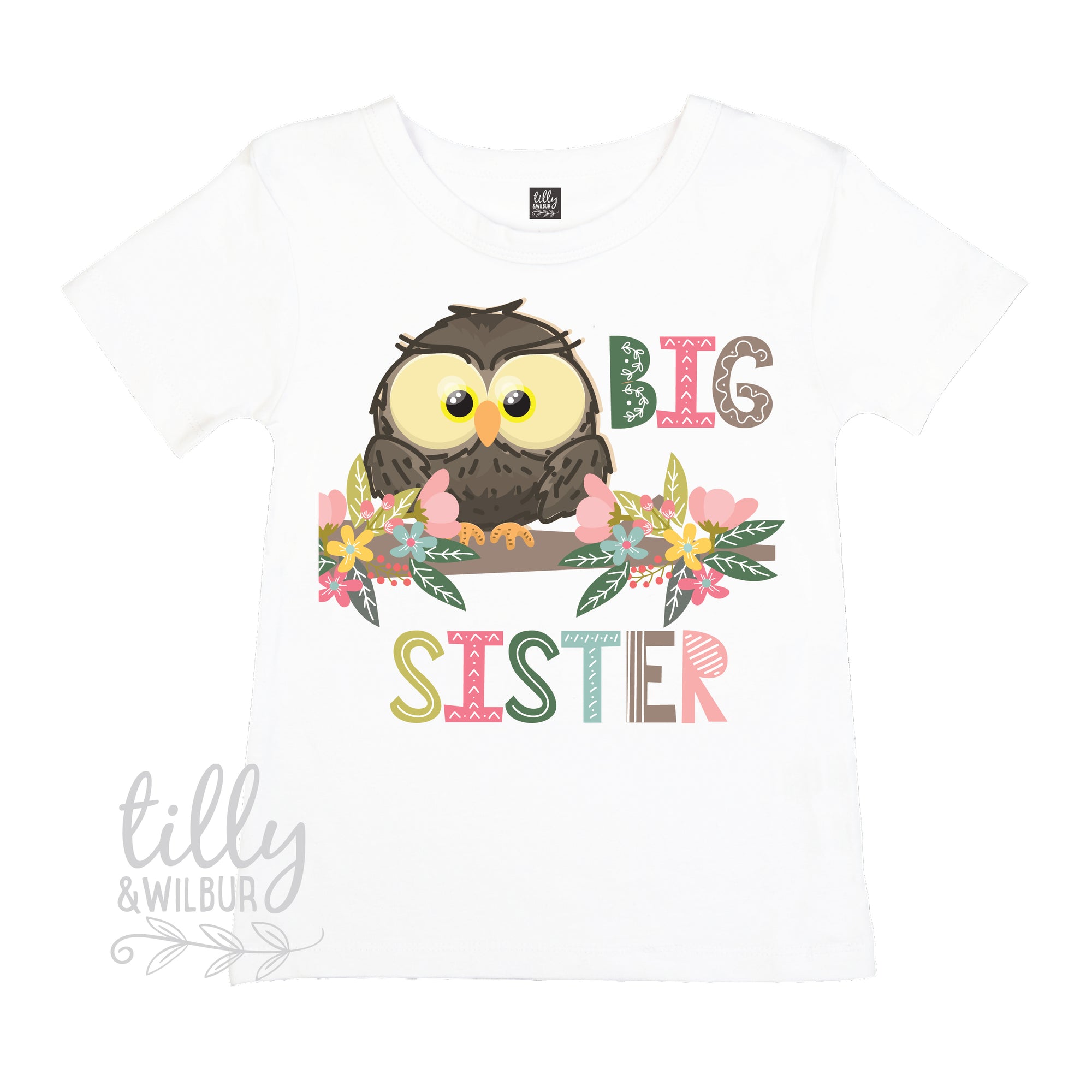 Big Sister Owl T-Shirt for Girls