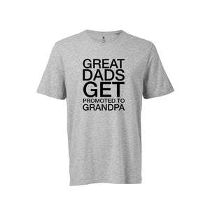 Great Dads Get Promoted To Grandpa T-Shirt For Men, Men's Shirt Gift For Pregnancy Announcement, Family Reveal, Cotton T-Shirt, M-GY-SS-T