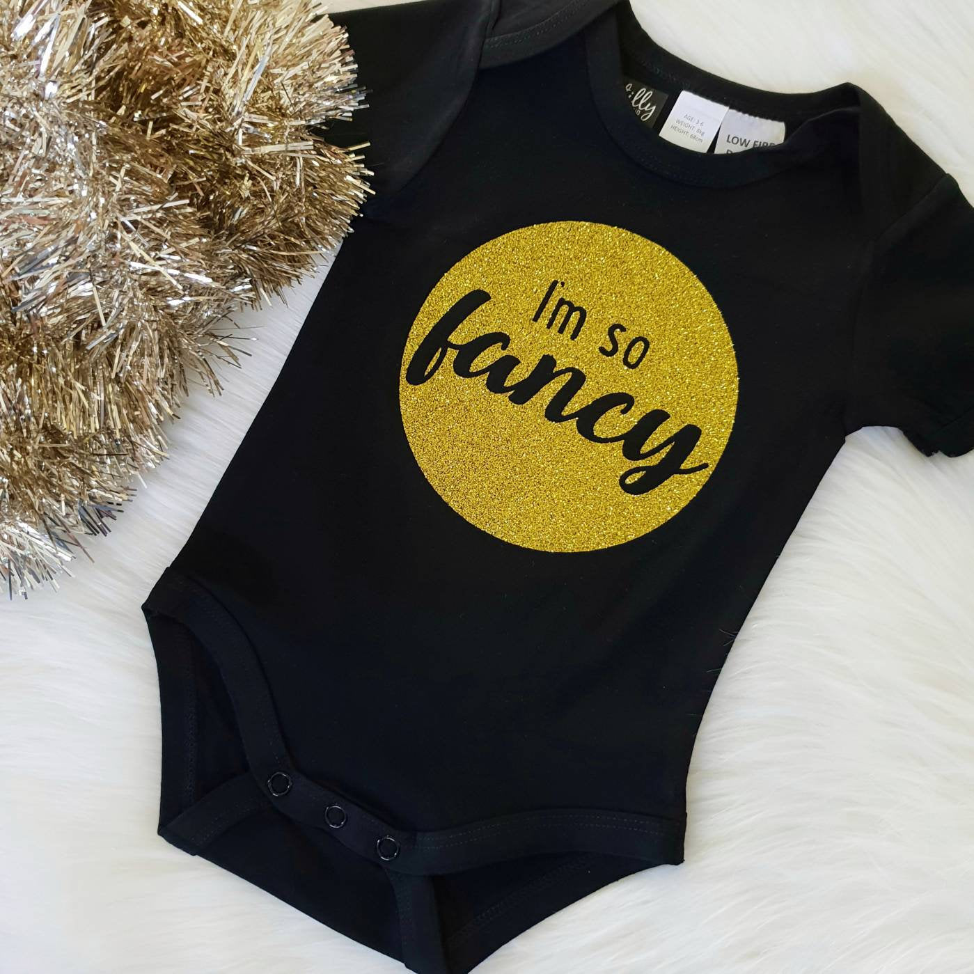 I'm So Fancy Baby Bodysuit, Baby Girl Clothes, Glitter Sparkle Shirt, Baby Shower Gift, Romper With Bling, Australian Owned