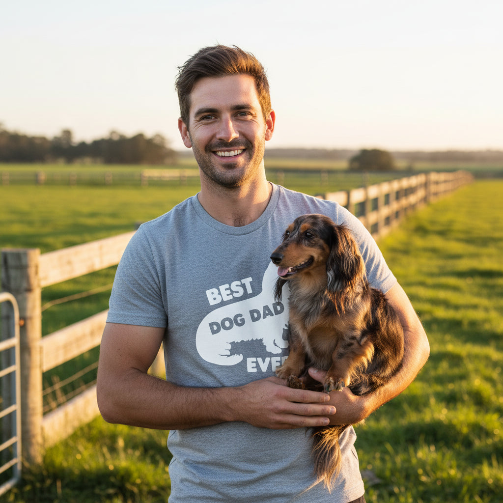 Best Dog Dad Ever, Dachshund Father's Day Gift, Birthday, Sausage Dog Dad Gift, Wiener Shirt, Weiner Clothing, Longhaired Dachshund Clothing