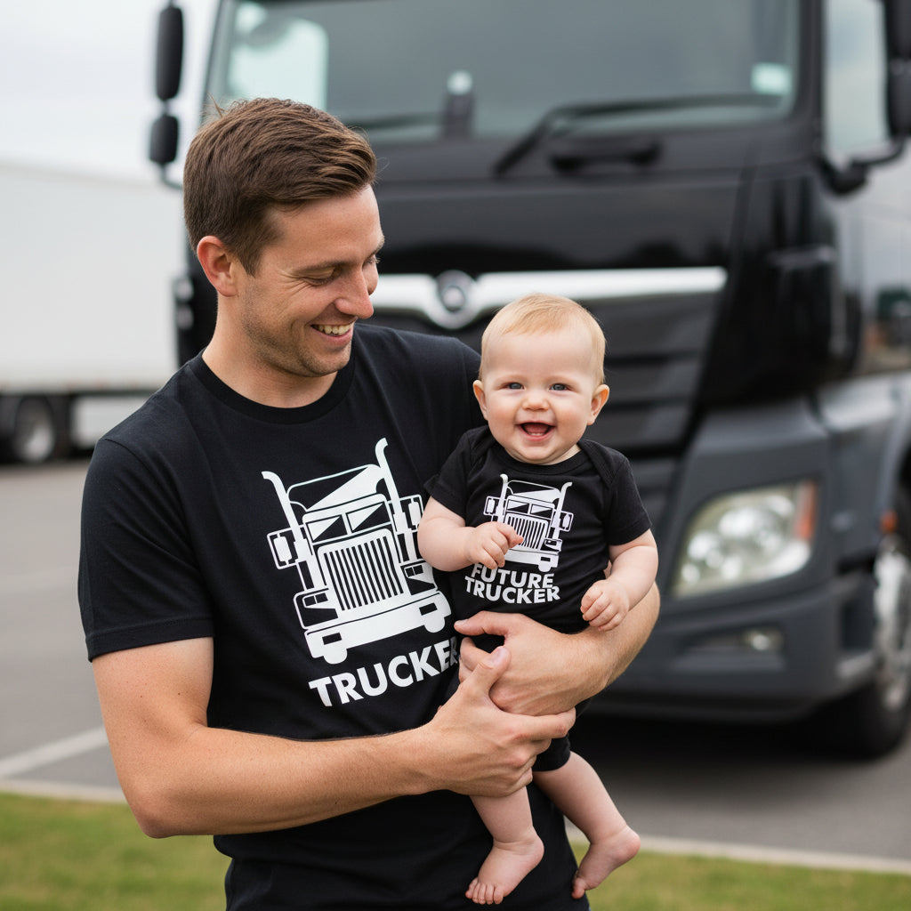Trucker, Trucker In The Making, Father Son Matching Shirts, Matching Dad Baby, My Daddy Drives A Truck Father's Day Gift, Truck Christmas