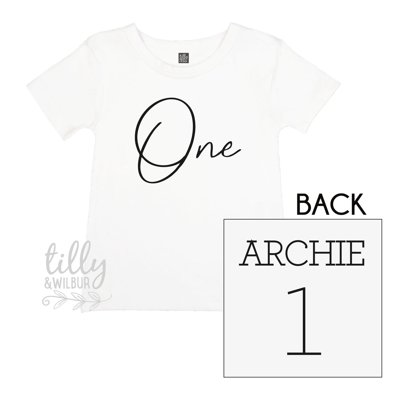 One Personalised Boys 1st Birthday T-Shirt, 1st Birthday Gift, First Birthday Tee, Name And Number 1 On Back Of Shirt, Cake Smash Outfit,