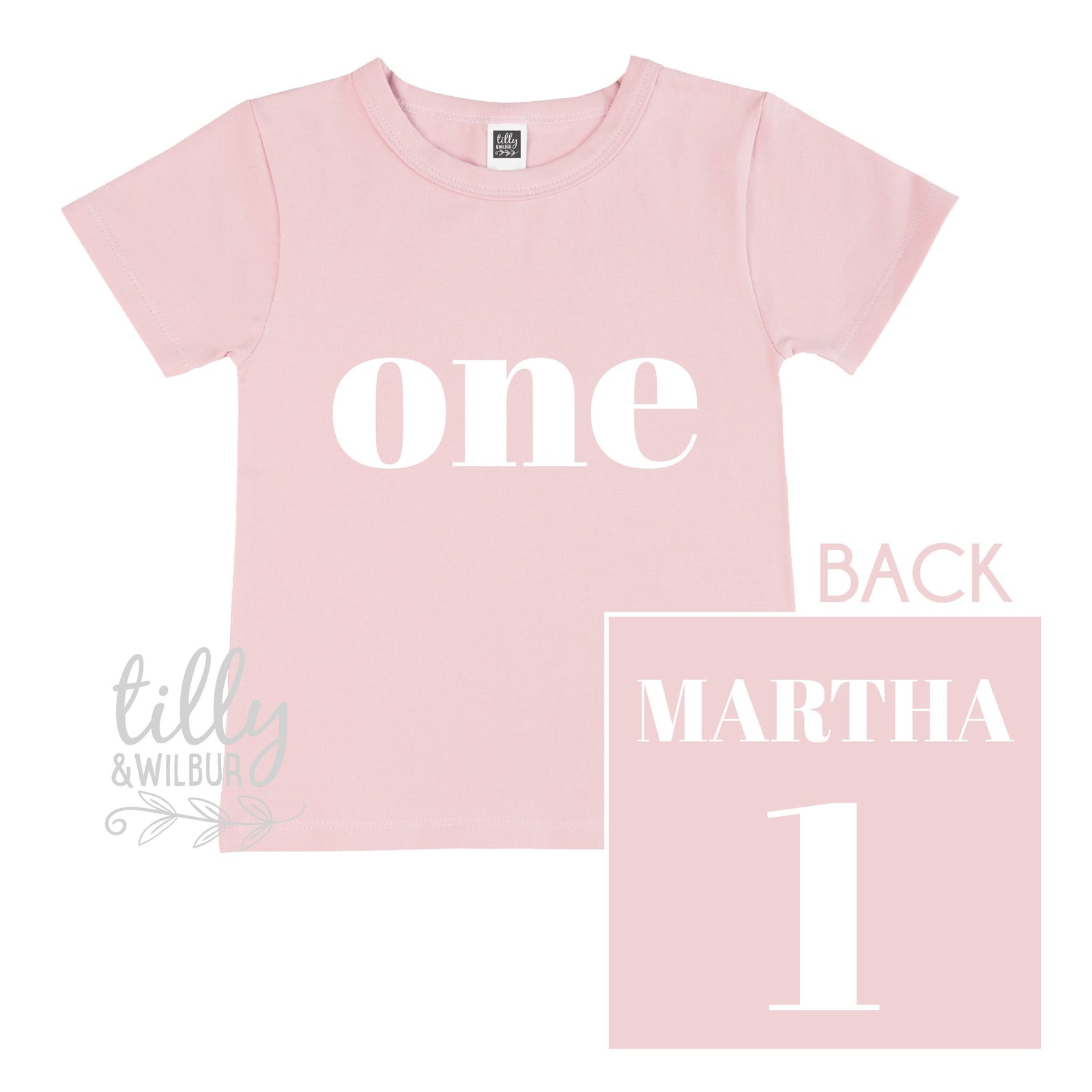One Personalised Girls 1st Birthday T-Shirt, 1st Birthday Gift, First Birthday Tee, Name And Number 1 On Back Of Shirt, Cake Smash Outfit