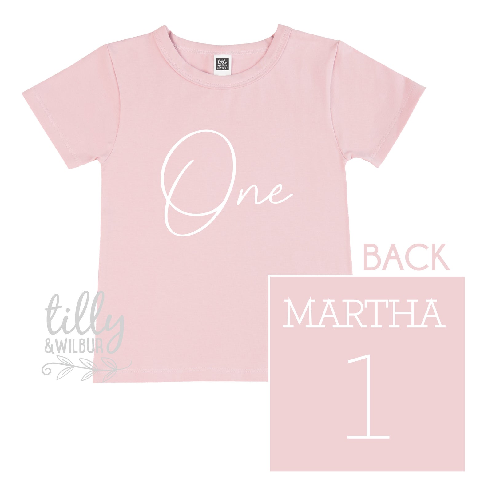 One Personalised Girls 1st Birthday T-Shirt, 1st Birthday Gift, First Birthday Tee, Name And Number 1 On Back Of Shirt, Cake Smash Outfit