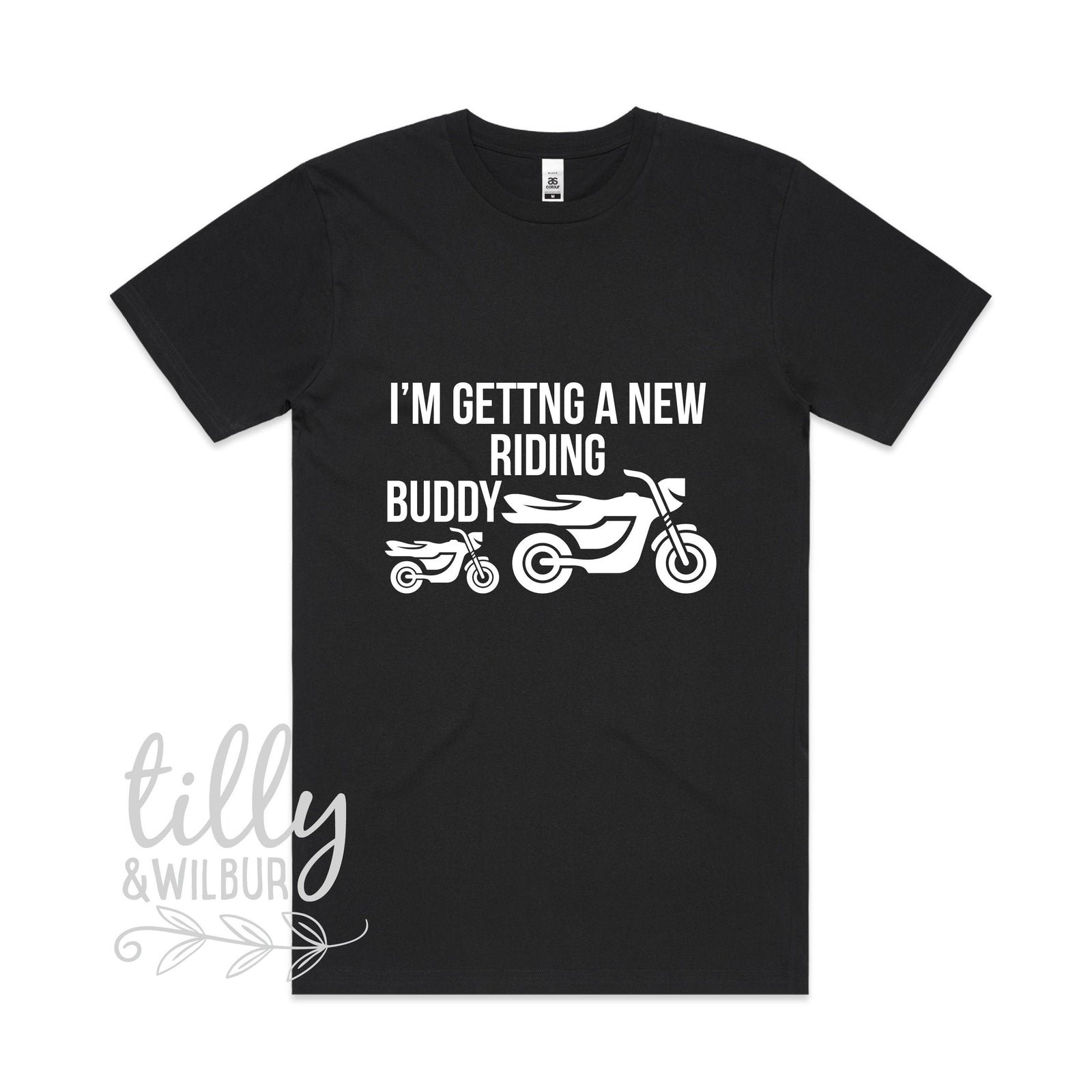 I'm Getting A New Riding Buddy Men's T-Shirt, Pregnancy Announcement T-shirt, Men's Clothing, New Dad Gift, Baby Shower Dad Gift, Motorbike
