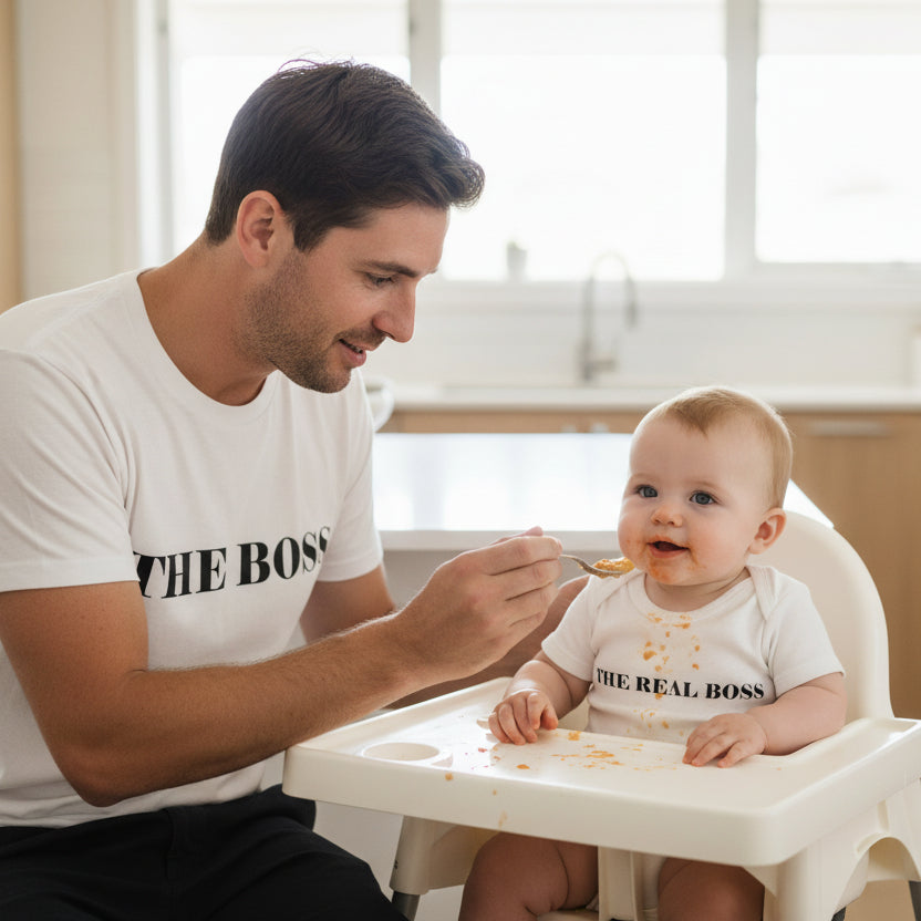 The Boss The Real Boss Father Son Matching Shirts, Matching Dad And Baby, Matching Dad And Kid, Father's Day Gift, Newborn Gift, New Dad