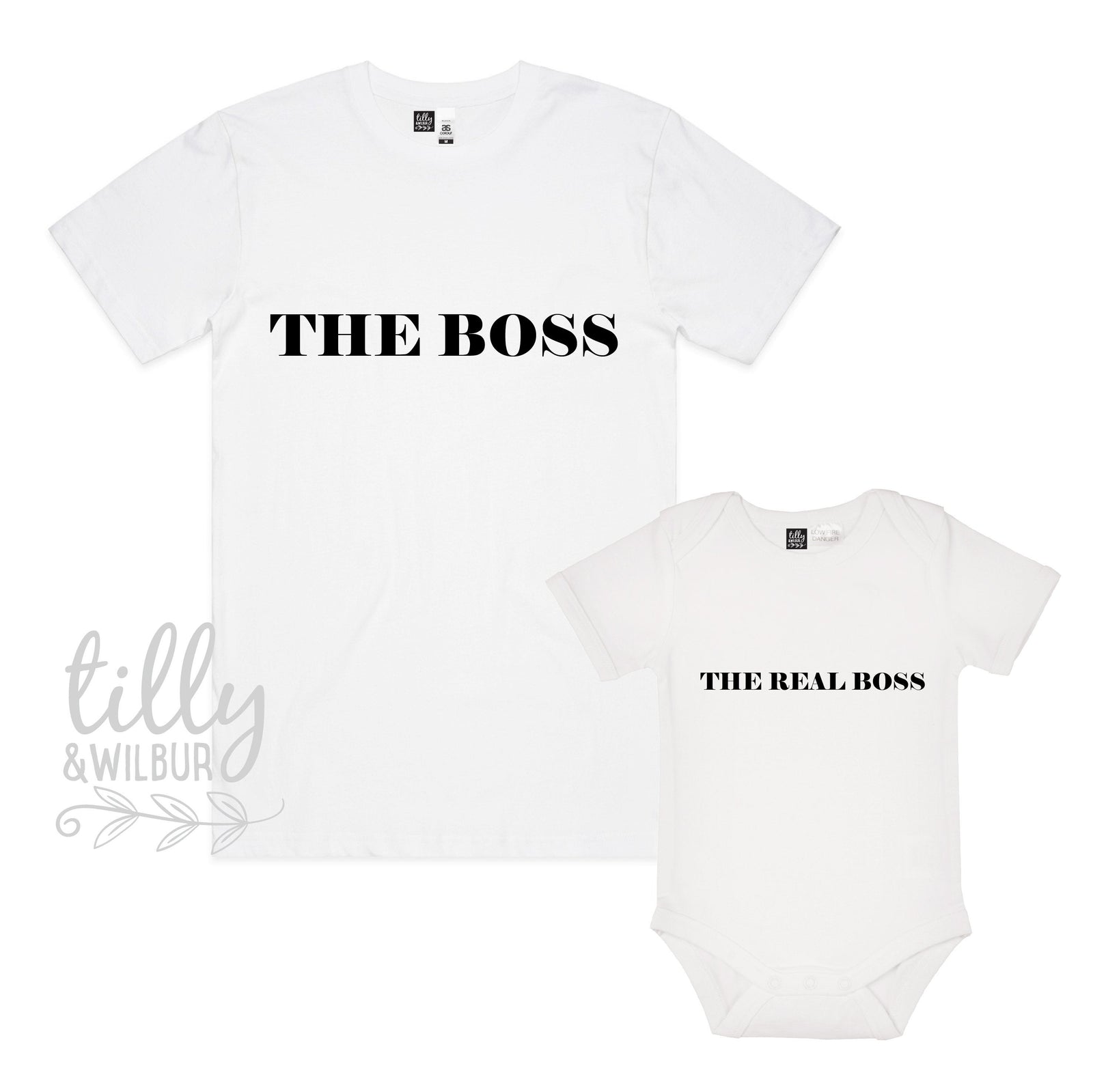 The Boss The Real Boss Father Son Matching Shirts, Matching Dad And Baby, Matching Dad And Kid, Father's Day Gift, Newborn Gift, New Dad