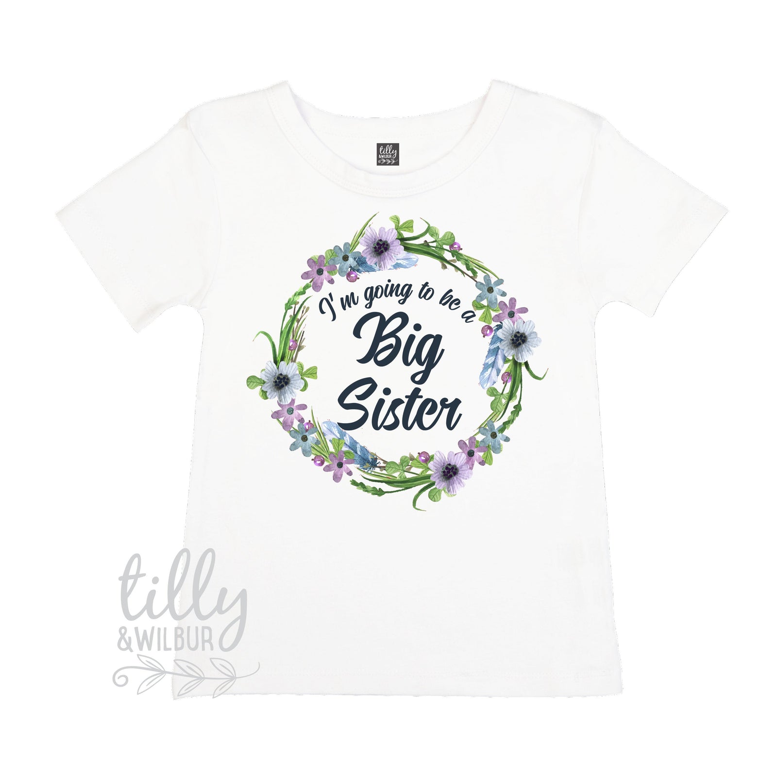 I'm Going To Be A Big Sister T-Shirt For Girls, Pregnancy Announcement Shirt, Personalised Pregnancy Announcement, Floral Big Sister Design