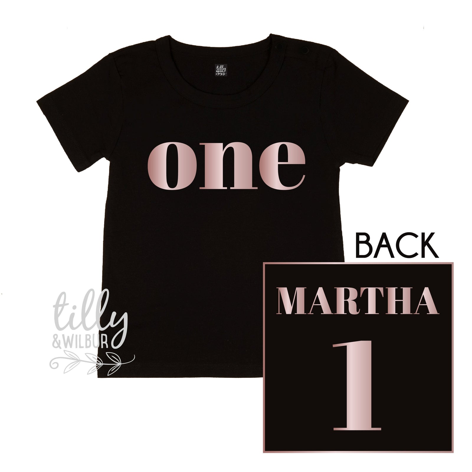 One Personalised Girls 1st Birthday T-Shirt, 1st Birthday Gift, First Birthday Tee, Name And Number 1 On Back Of Shirt, Cake Smash Outfit