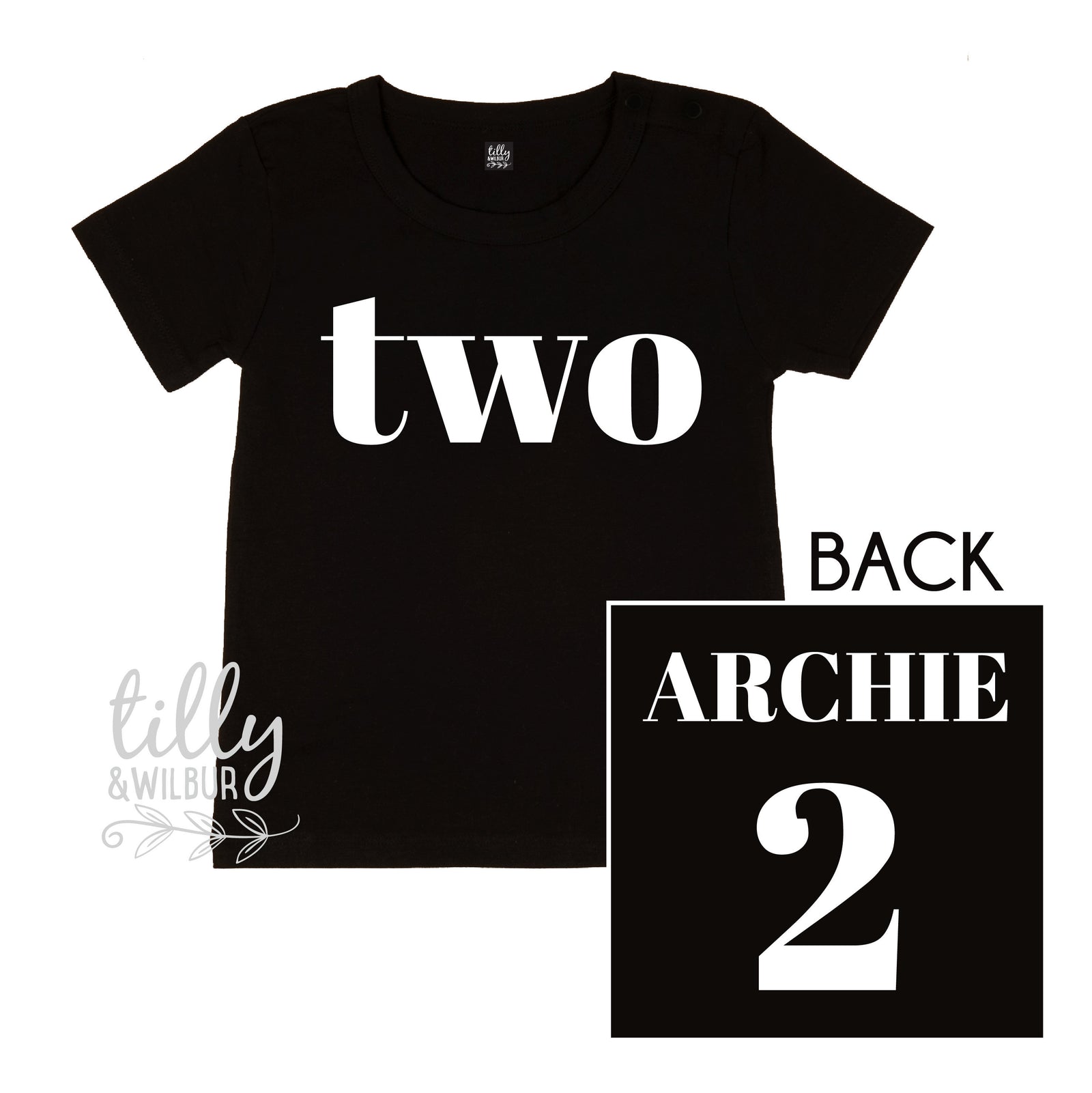 Two Personalised Boys 2nd Birthday T-Shirt, 2nd Birthday Gift, 2 Today Birthday Tee, Name And Number 2 On Back Of Shirt, Cake Smash Outfit,