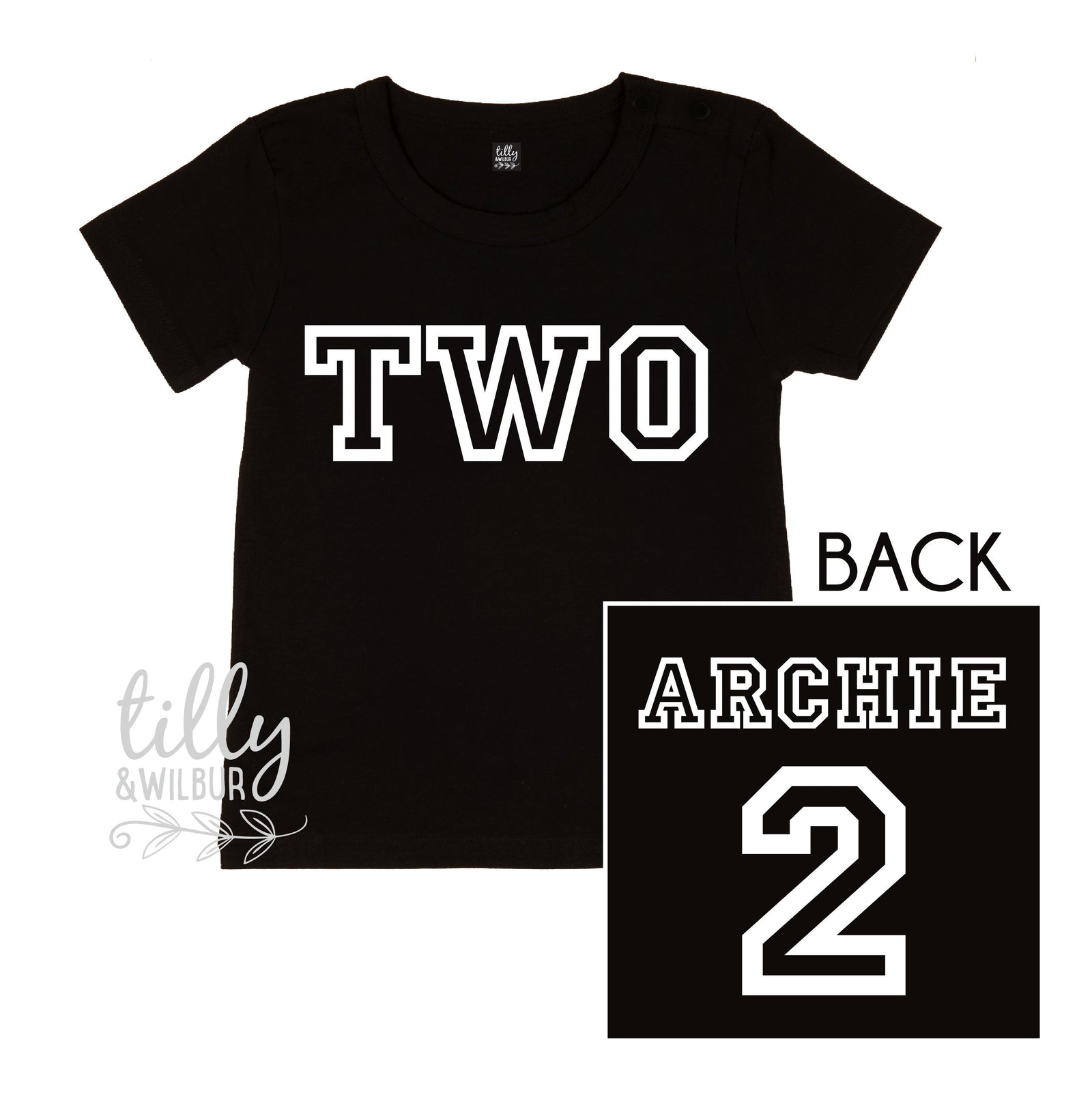 Two Personalised Boys 2nd Birthday T-Shirt, 2nd Birthday Gift, 2 Today Birthday Tee, Name And Number 2 On Back Of Shirt, Cake Smash Outfit,