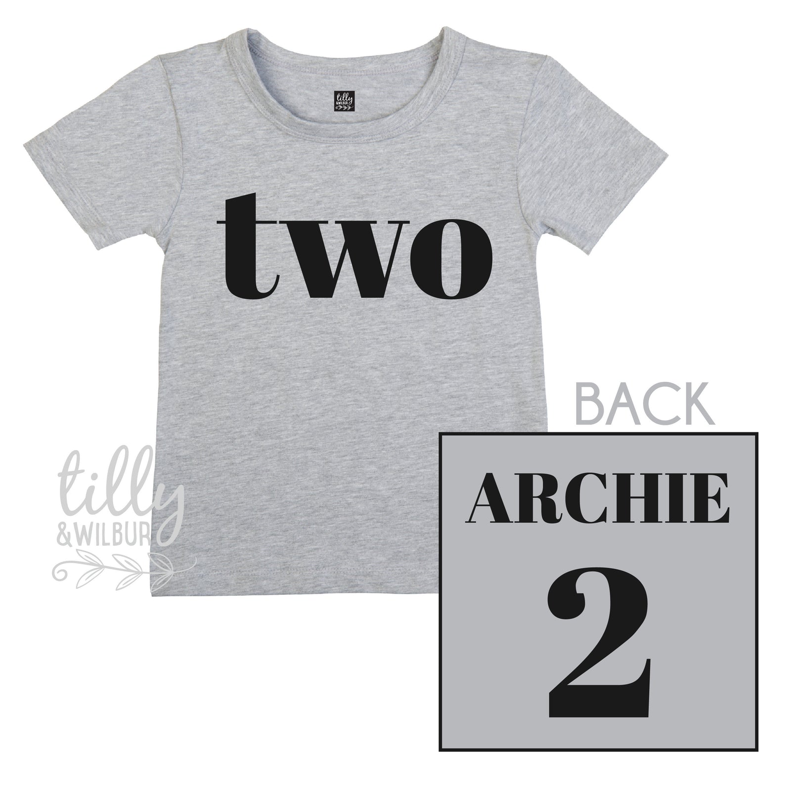 Two Personalised Boys 2nd Birthday T-Shirt, 2nd Birthday Gift, 2 Today Birthday Tee, Name And Number 2 On Back Of Shirt, Cake Smash Outfit,