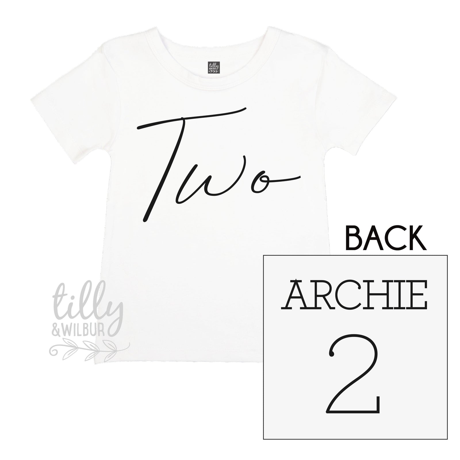 Two Personalised Boys 2nd Birthday T-Shirt, 2nd Birthday Gift, 2 Today Birthday Tee, Name And Number 2 On Back Of Shirt, Cake Smash Outfit,
