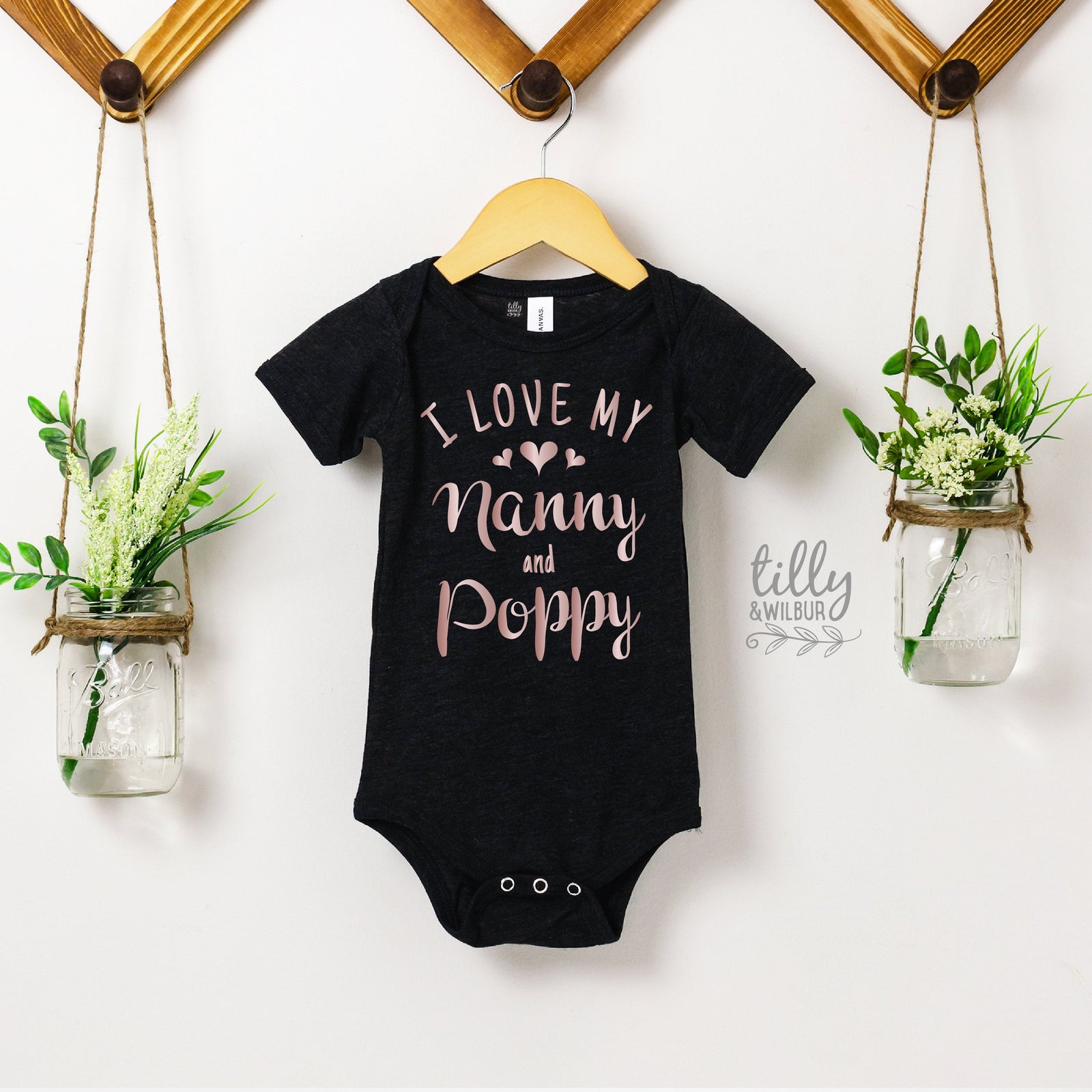 I Love My Nanny And Poppy Baby Bodysuit, Hello Grandma & Grandpa, Pregnancy Announcement To Grandparents, New Grandchild Gift, Nana, Oma