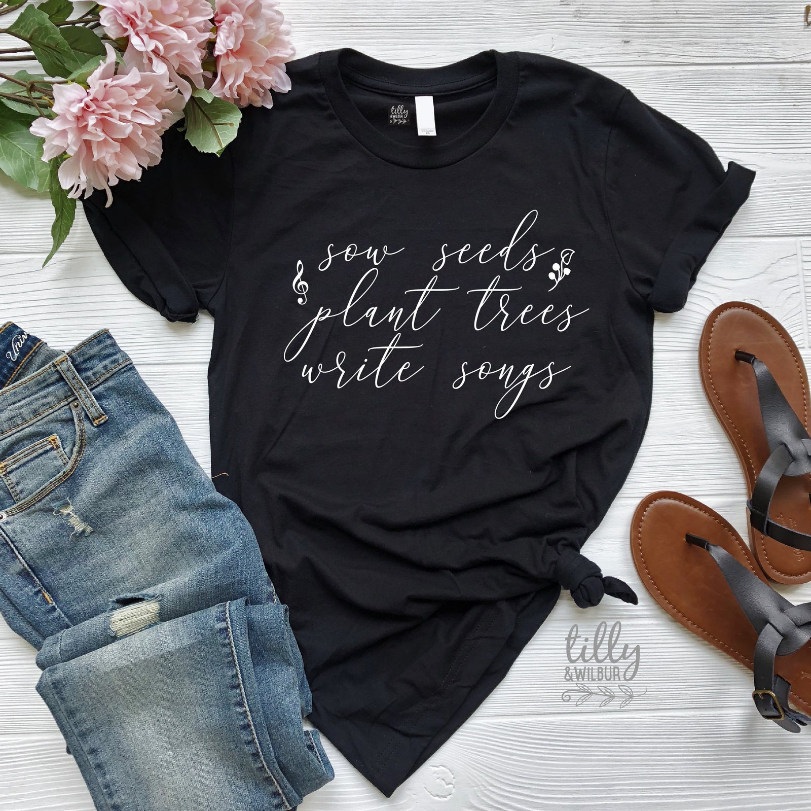Sow Seeds Plant Trees Write Songs Women's T-Shirt, Seed Sow Water Grow, Gardener T-Shirt, Musician T-Shirt, Gardening T-Shirt, Her Birthday