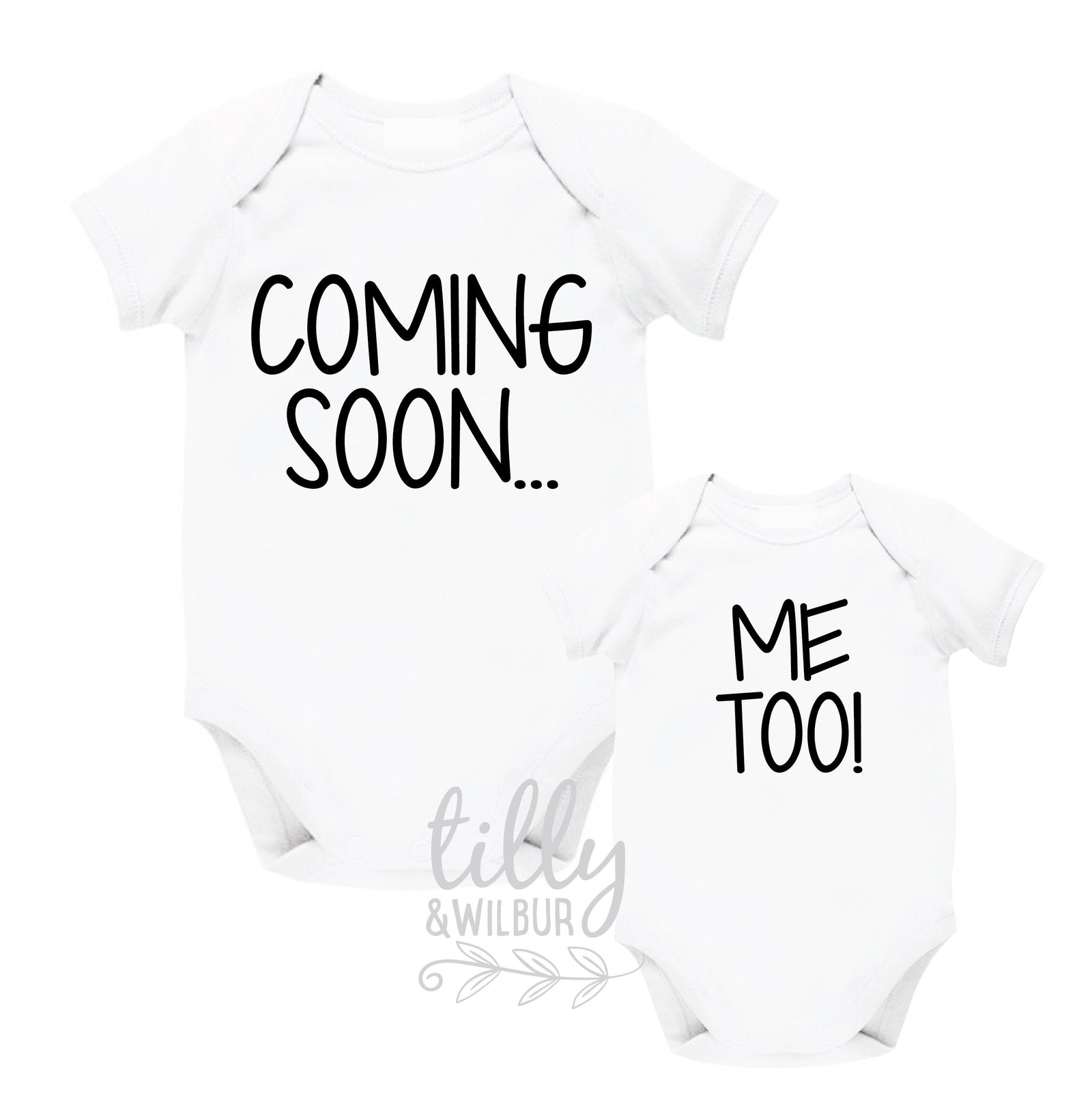 Coming Soon, Me Too! Twin Announcement Bodysuits, Twin Bodysuits, Pregnancy Announcement For Twins, Twinning, Twin, We're Having Twins!