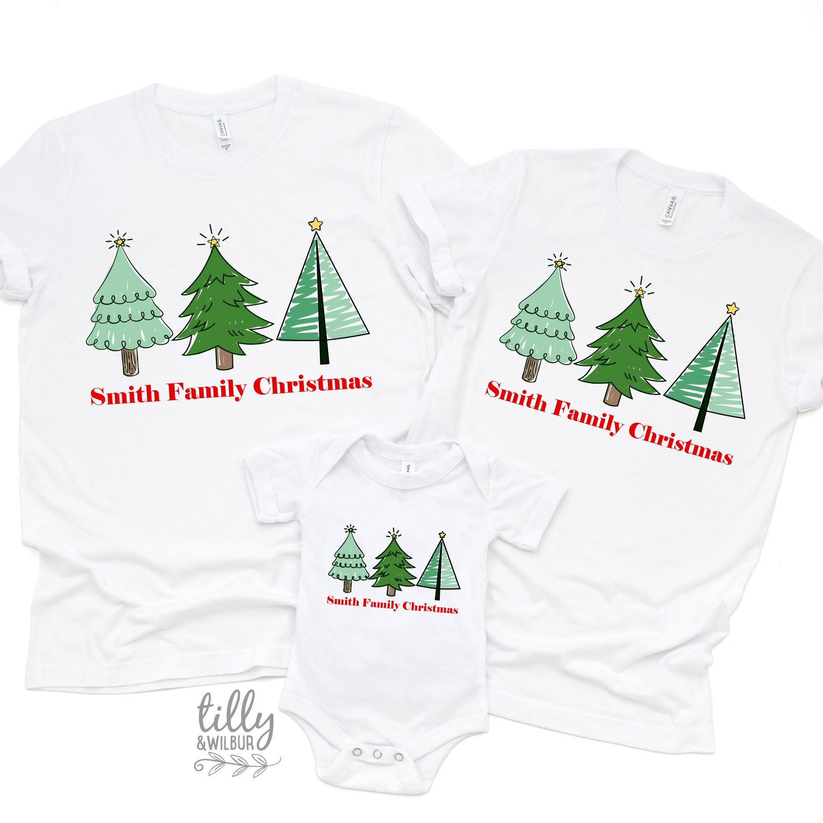 Personalised Family Christmas Matching T-Shirts, Matching Christmas Shirts, Matching Christmas Tree T-Shirts, Matching Christmas Family Tees