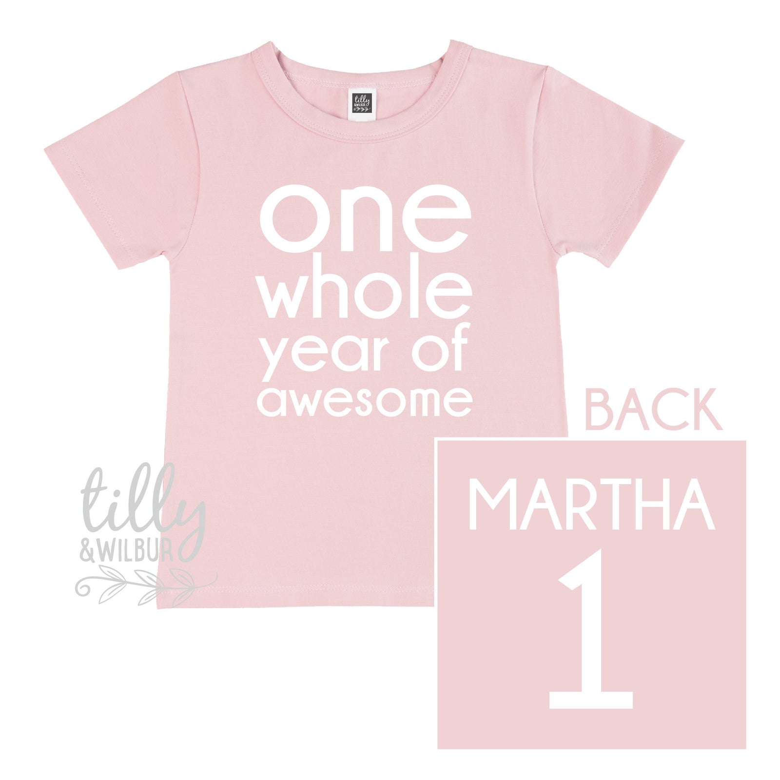 One Whole Year Of Awesome Girls 1st Birthday T-Shirt, 1st Birthday Gift, First Birthday Tee, Personalised Name On Back Of Shirt, Cake Smash