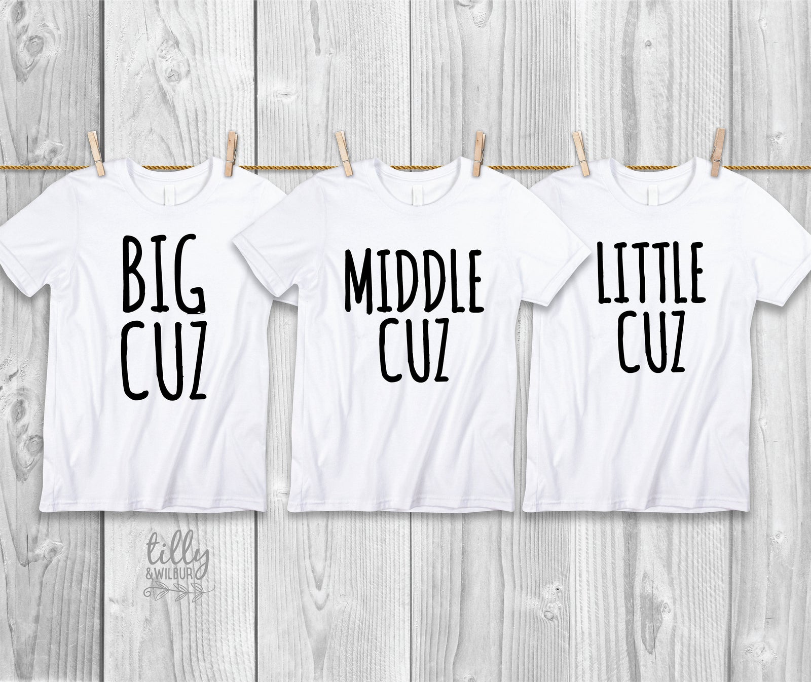 Big Cuz Middle Cuz Little Cuz Cousin T-Shirt Bodysuit Set For Girls And Boys, Big Cousin Middle Cousin Little Cousin, Pregnancy Announcement
