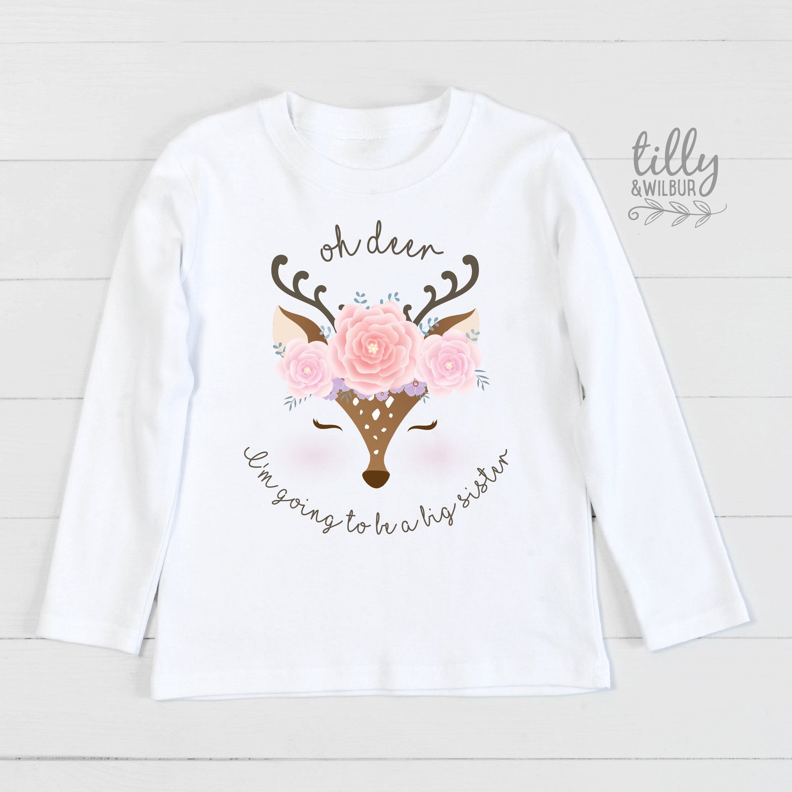 Oh Deer I'm Going To Be A Big Sister T-Shirt For Girls, Pregnancy Announcement Shirt, Pregnancy Announcement, Sister T-Shirt Gift, Deer