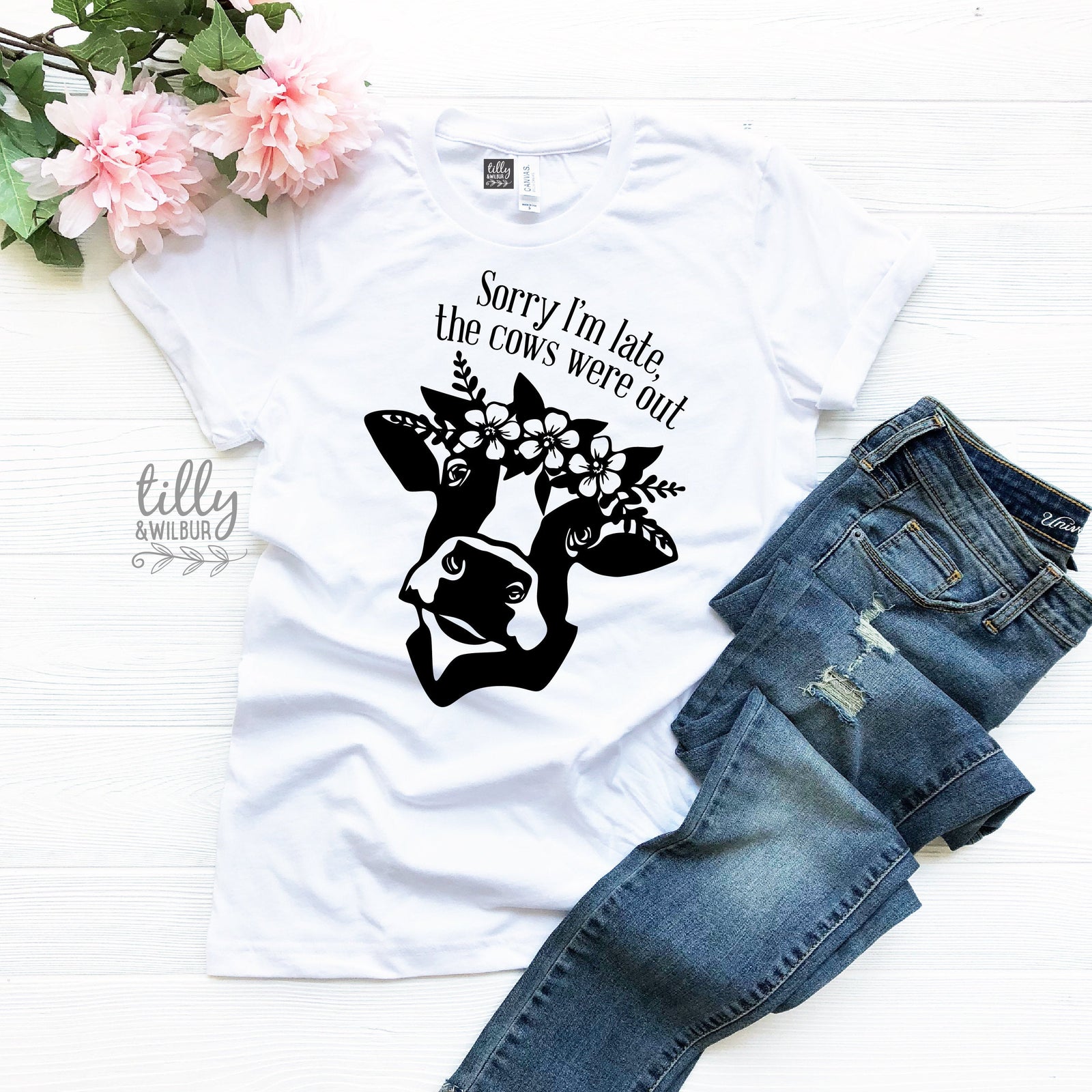 Sorry I'm Late, The Cows Were Out Women's T-Shirt, Farm Life T-Shirt, Funny Farming T-Shirt, Cow T-Shirt, Heifer TShirt, Farm Life Farm Wife