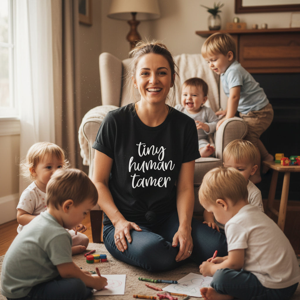Funny Mum T-Shirt, Tiny Human Tamer T-Shirt, Funny Teacher T-Shirt, Parenting T-Shirt, Mother's Day T-Shirt, Mum T-Shirt, Funny Mum Gift