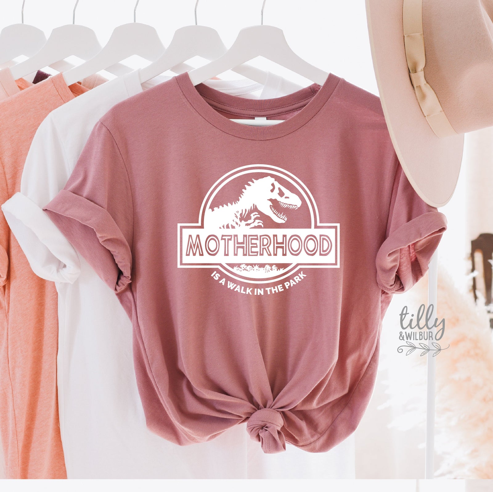 Motherhood Is A Walk In The Park Women's T-Shirt, Funny Mum Tee, Dinosaur Mum Shirt, Mother's Day Gift, Jurassic Park Mum Gift, Mamasaurus