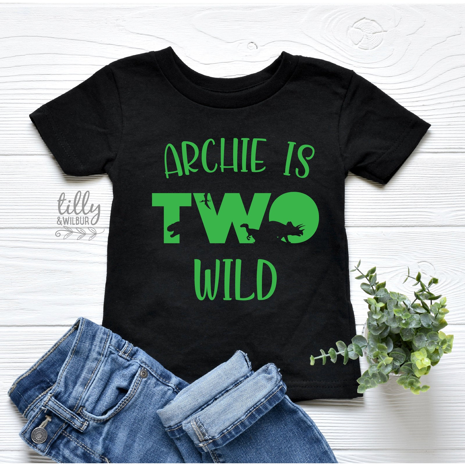 Two Wild Birthday T-Shirt, Personalised Dinosaur 2nd Birthday T-Shirt, 2nd Birthday Dinosaur T-Shirt, 2nd Birthday Gift, Dino Birthday Shirt