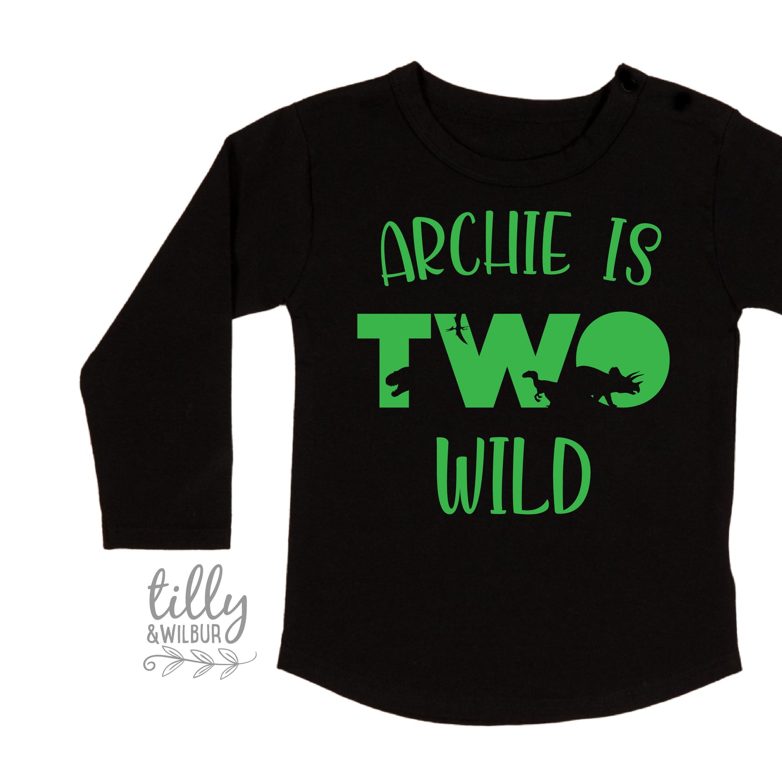 Two Wild Birthday T-Shirt, Personalised Dinosaur 2nd Birthday T-Shirt, 2nd Birthday Dinosaur T-Shirt, 2nd Birthday Gift, Dino Birthday Shirt