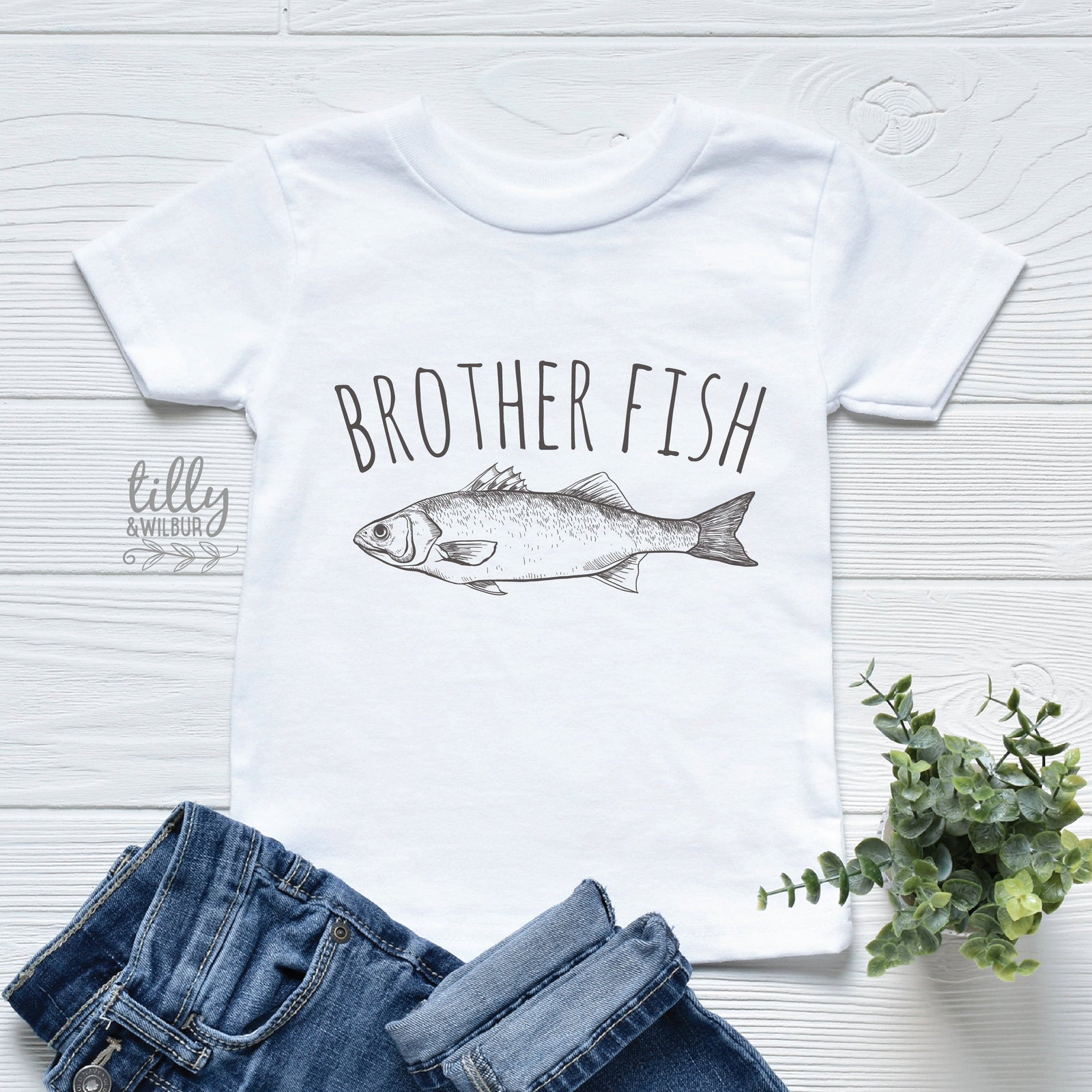 Brother Fish T-Shirt, Add To Big Fish Little Fish Matching T-Shirts, Pregnancy Announcement T-Shirt, Matching Dad Baby, Father's Day Gift