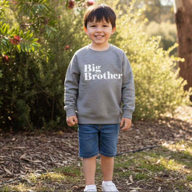 big brother kids sweatshirt grey, sibling announcement hoodie, big brother jumper child, pregnancy reveal outfit boy