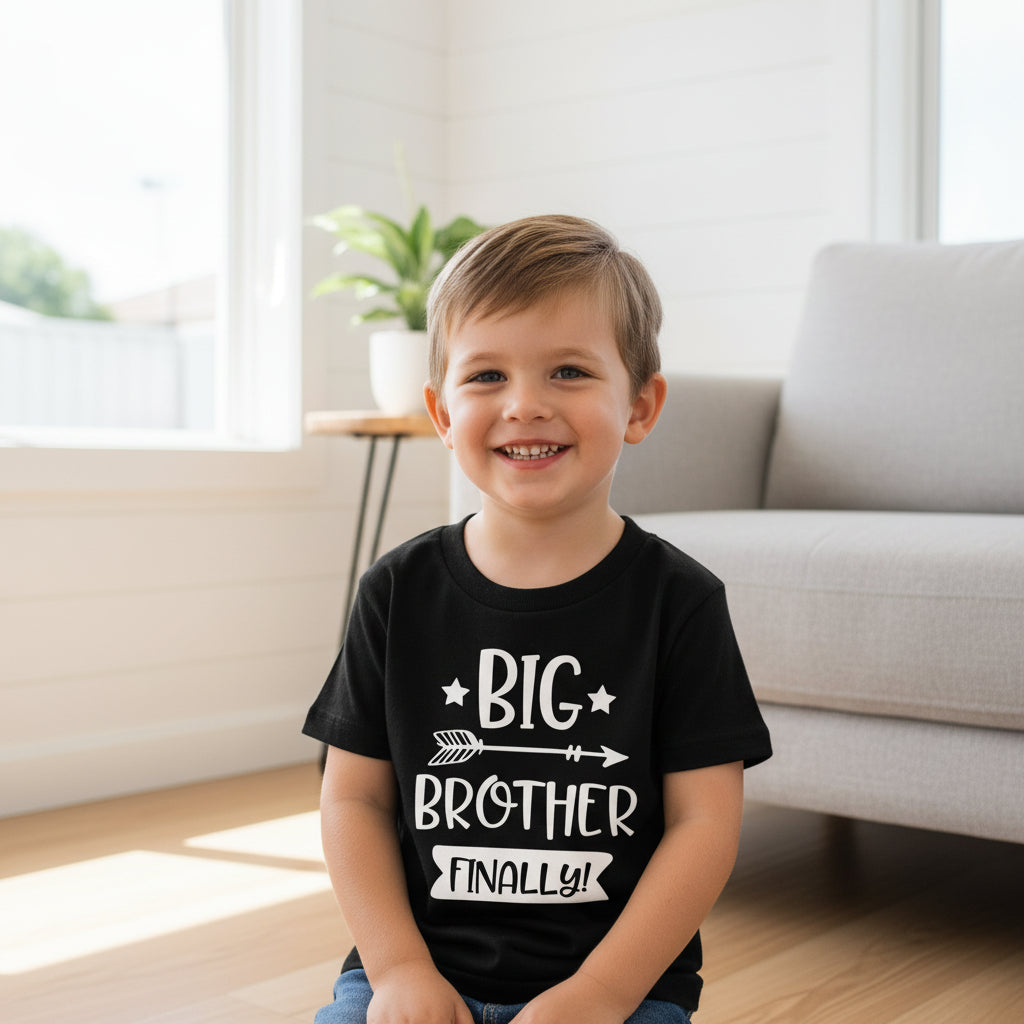 Big Brother Finally, Promoted To Big Brother T-Shirt For Boys, Personalised Due Date, I'm Going To Be A Big Brother, Pregnancy Announcement