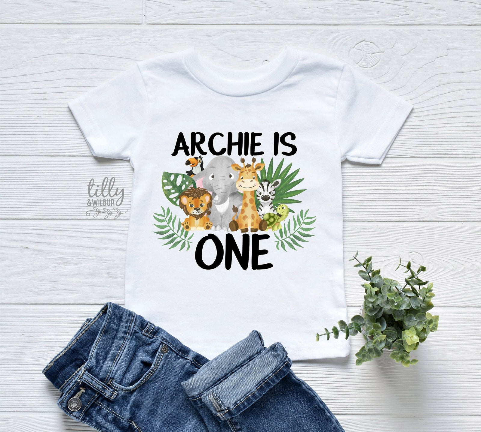 Safari Animal First Birthday T-Shirt, Safari Baby Birthday Gift, 1st Birthday Boy T-Shirt, 1st Birthday Baby Outfit, Jungle Animal Theme