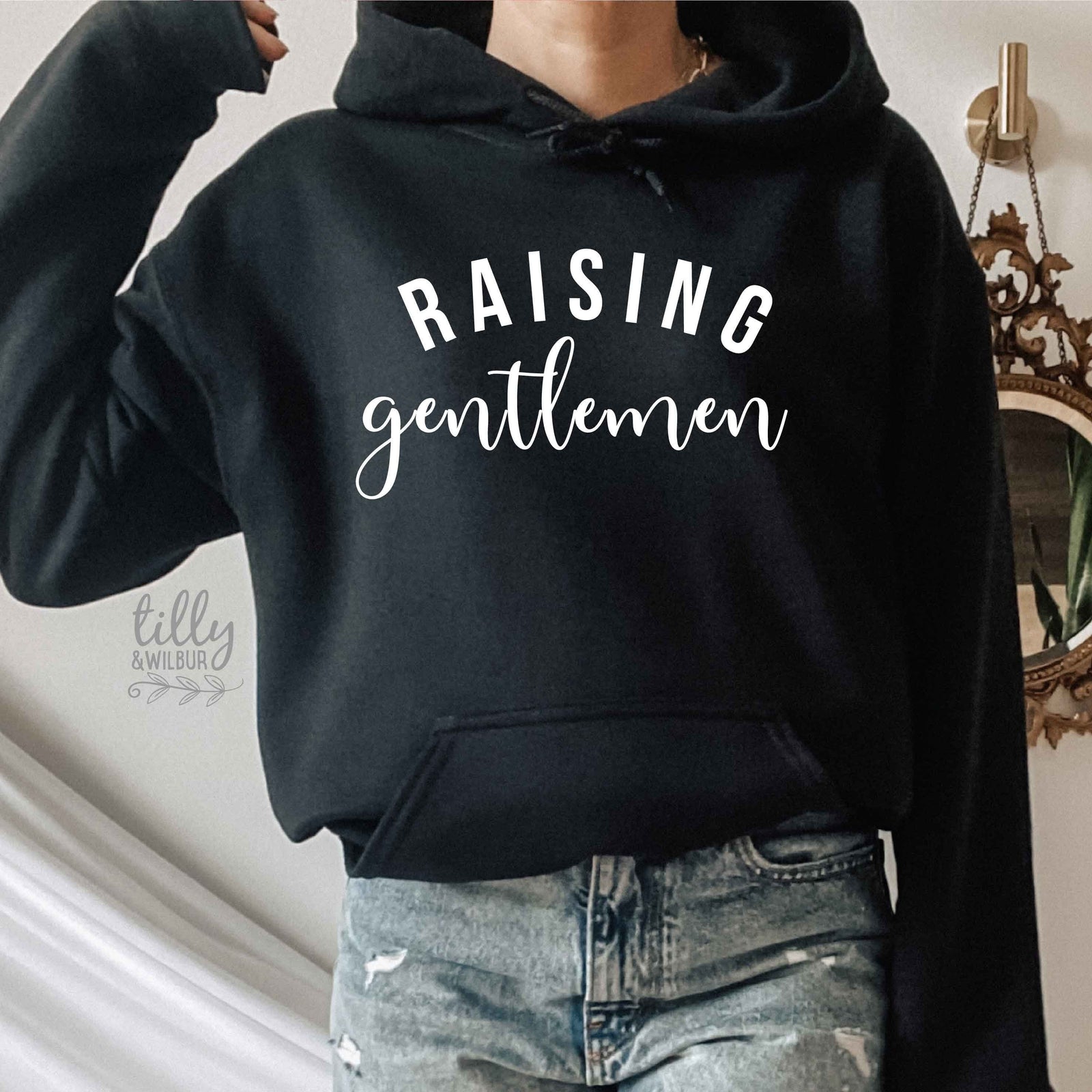 Raising Gentlemen Hoodie, Mum of Boys Jumper, Boy Mama Sweater, Gift For Mum, Gift For New Mum, Boy Mum Sweatshirt, Mum Of Boys Outnumbered