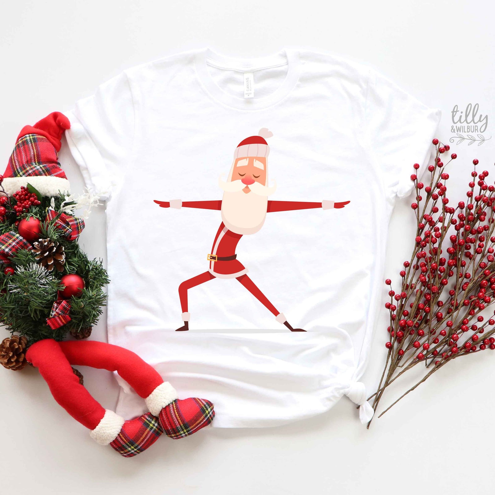 Yoga Santa T-Shirts Originally Listed by Tilly&Wilbur, Matching Family Christmas T-Shirts, Matching Yoga Santa Shirts, Yoga Gifts, Xmas Gift