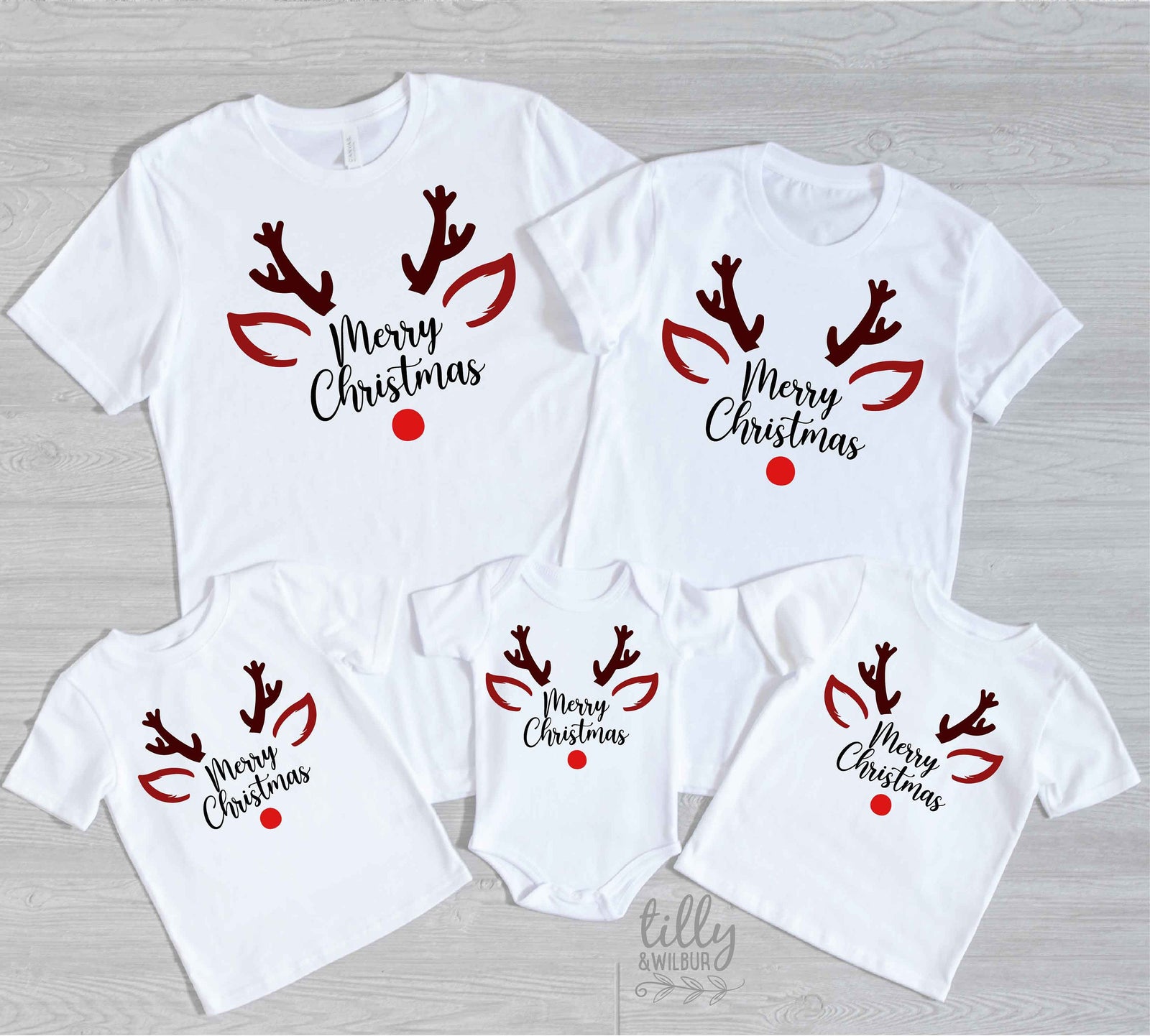 Reindeer Christmas T-Shirt, Matching Family Garments Available, Christmas Shirts, Matching Rudolph T-Shirts, Matching Christmas Family Tees