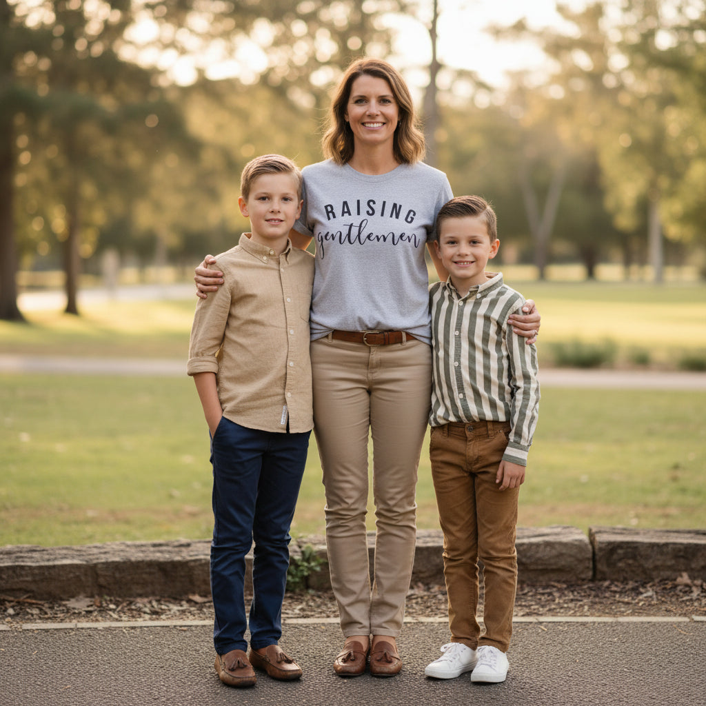 Raising Gentlemen T-Shirt, Mum of Boys T-Shirt, Boy Mama T-Shirt, Gift For Mum, Gift For New Mum, Boy Mum T-Shirt, Mum Of Boys Outnumbered