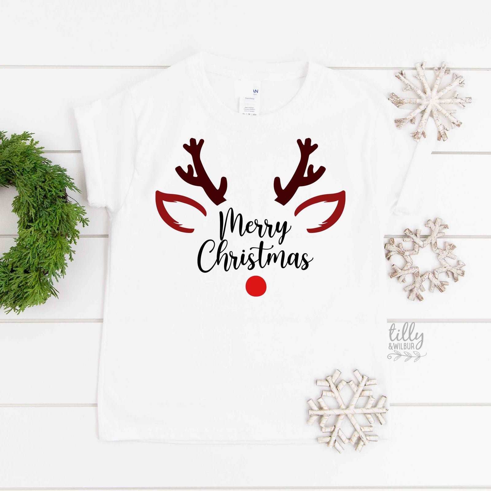 Reindeer Christmas T-Shirt, Matching Family Garments Available, Christmas Shirts, Matching Rudolph T-Shirts, Matching Christmas Family Tees