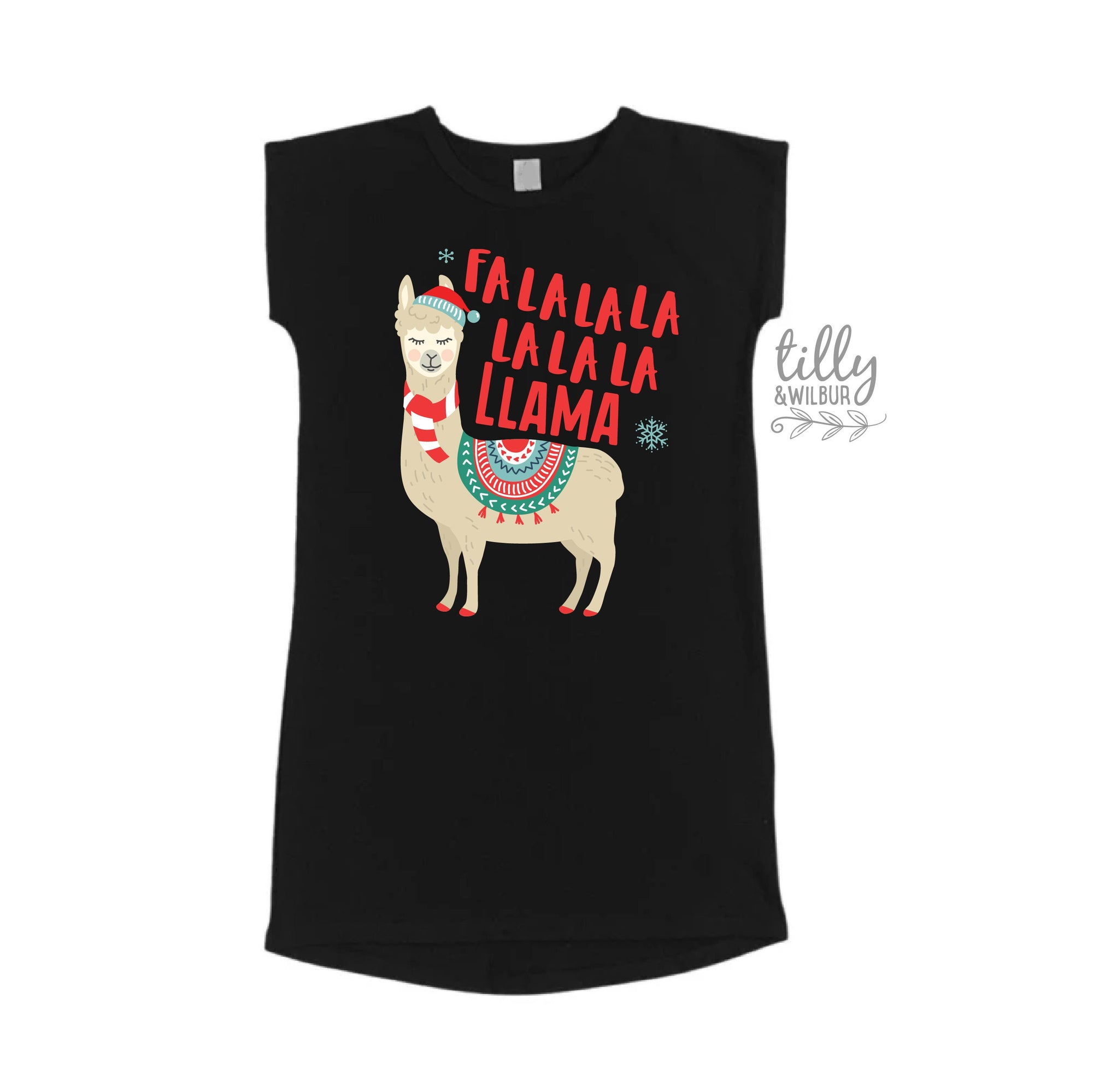 Fa La La La La La La Llama T-Shirt Dress, Matching Family Christmas T-Shirts, Matching Christmas Shirts, Ugly Sweater Tees, Xmas Pajamas