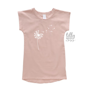 Dandelion T-Shirt Dress, Dandelion Seeds T-Shirt, Dandelion Graphic Shirt, Graphic Dandelion, Nature T-Shirt, Make A Wish T-Shirt, Girl Gift
