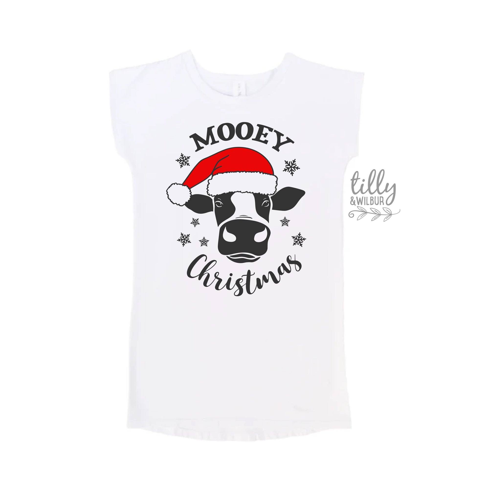 Mooey Christmas T-Shirt Dress, Funny Christmas Tee, Family Farm Pyjamas, Christmas Farm T-Shirt, Christmas Gift, Cow T-Shirt, Christmas Cow