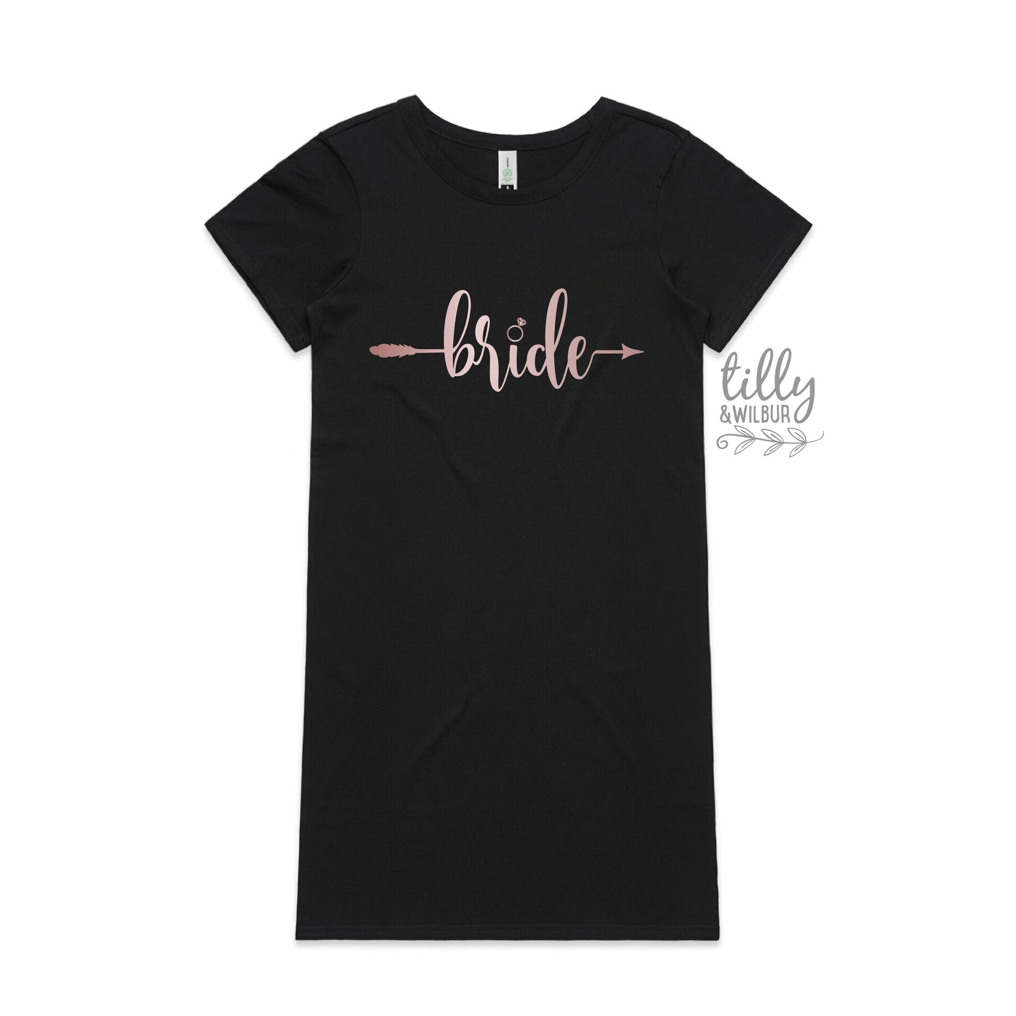Bride Women&#39;s T-Shirt Dress, Wedding Gift, Wedding Party, Bridal Party, Newlywed, His and Hers, Bride T-Shirt, Hens Night, Bride-To-Be Gift