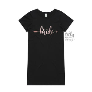 Bride Women&#39;s T-Shirt Dress, Wedding Gift, Wedding Party, Bridal Party, Newlywed, His and Hers, Bride T-Shirt, Hens Night, Bride-To-Be Gift