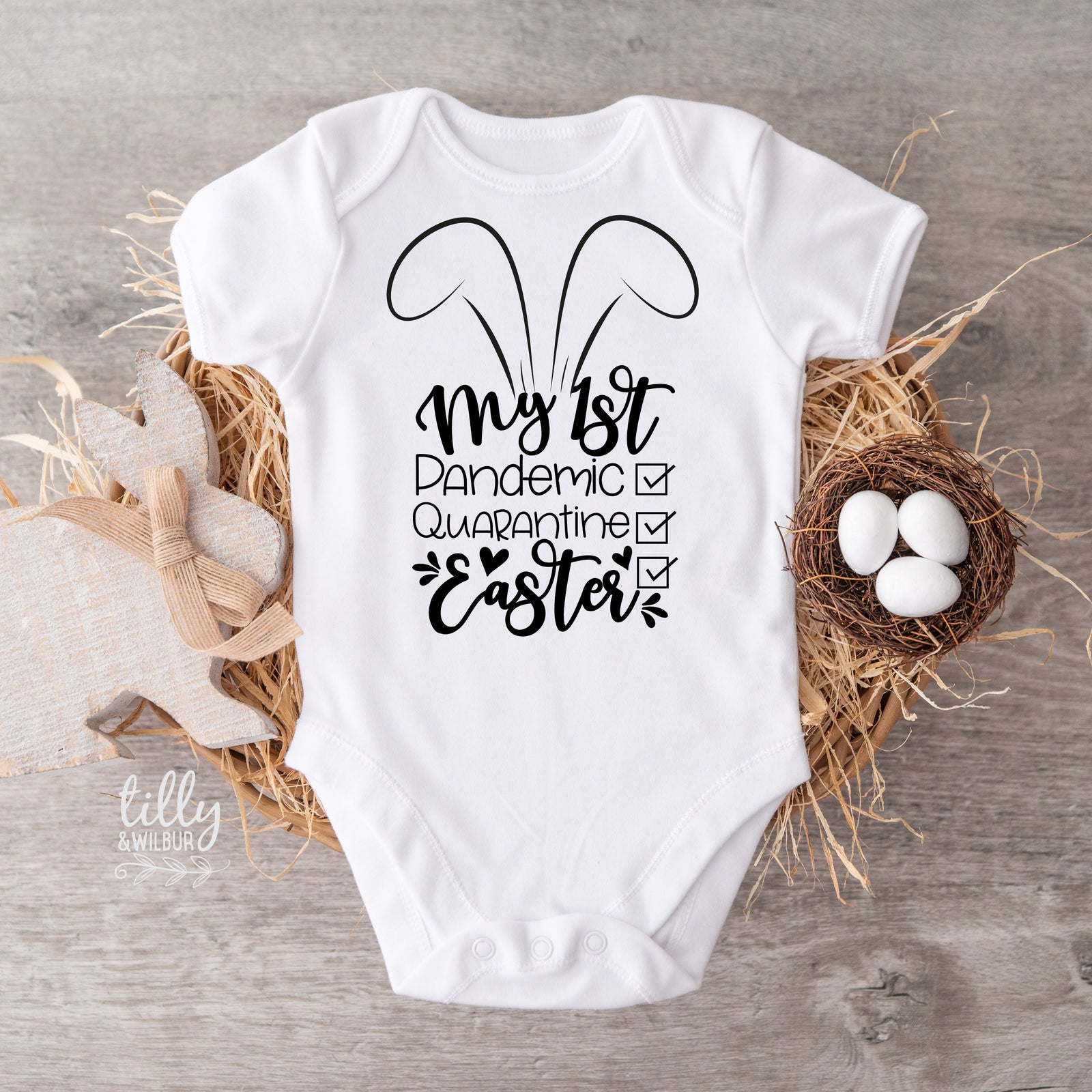 1st Easter Onesie, My First Pandemic, My First Quarantine, My First Easter Baby Bodysuit, 1st Easter Outfit, Baby's 1st Easter, Bunny Rabbit