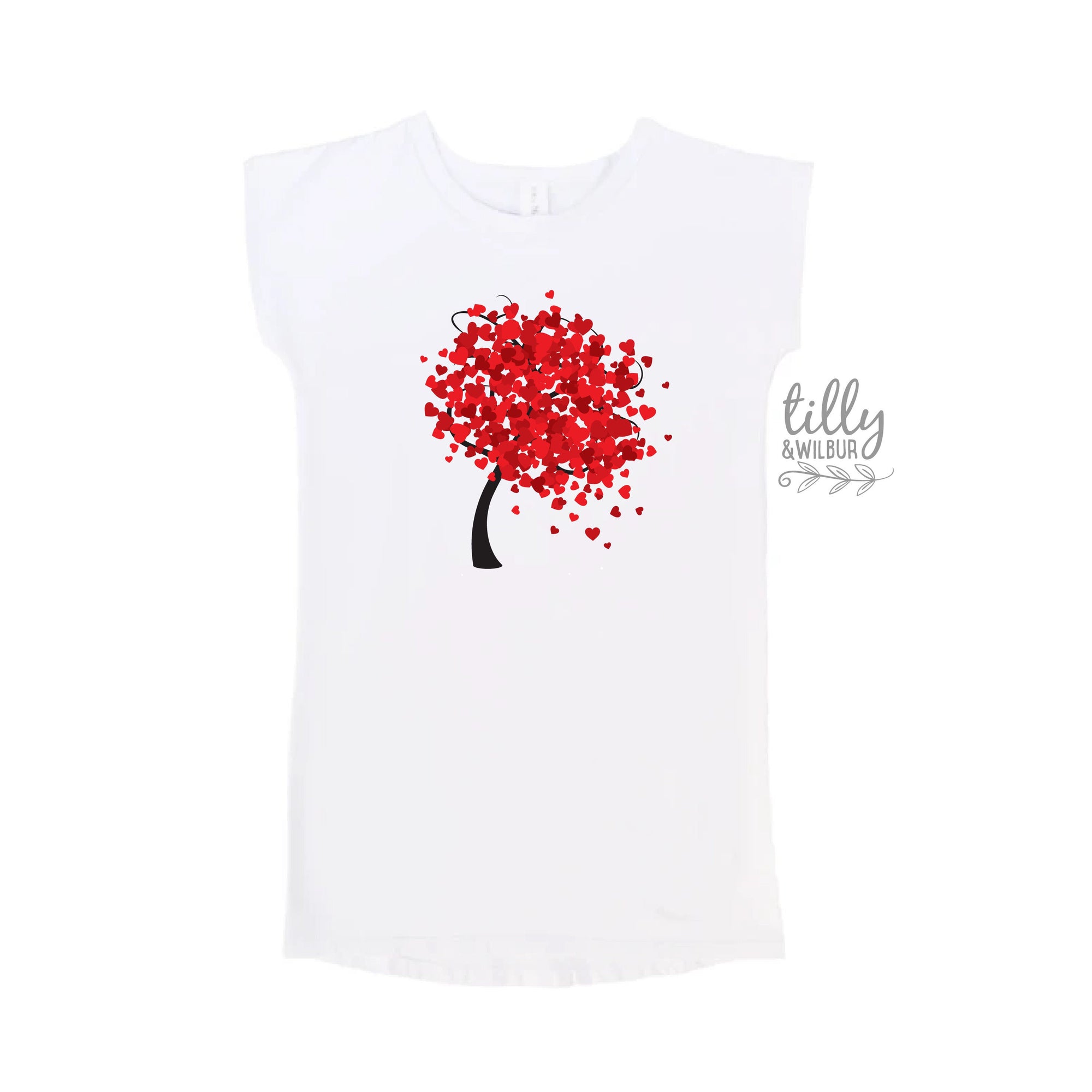 Love Heart Tree T-Shirt Dress, Love Tree T-Shirt, Valentine&#39;s Day T-Shirt, Daughter Gift, Valentine&#39;s Day T-Shirt, Valentine&#39;s Day Gift