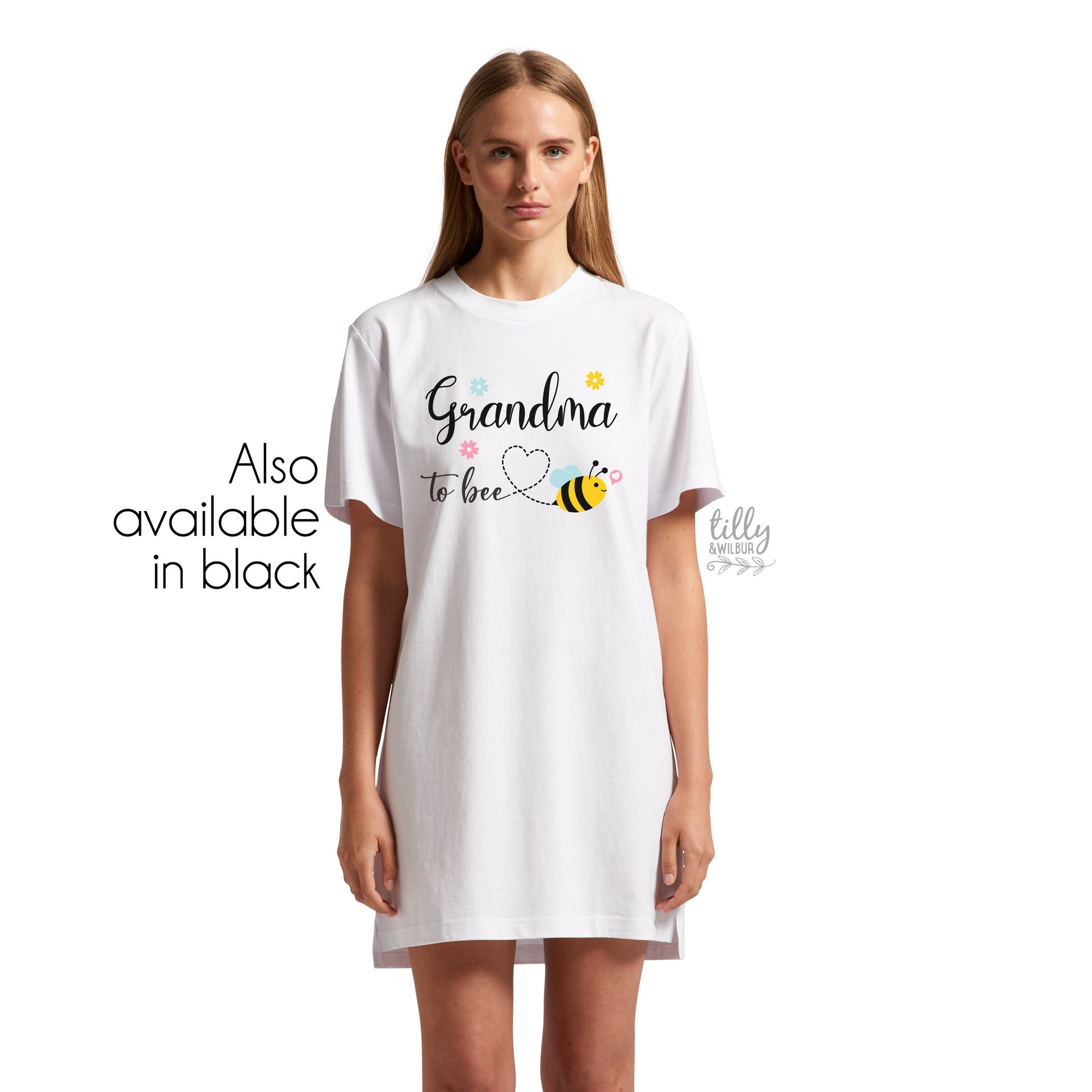 Grandma To Bee Oversized T-Shirt Dress, Grandma To Be T-Shirt, Grandmother T-Shirt, Grandchild Gift, Grandparents Pregnancy Announcement